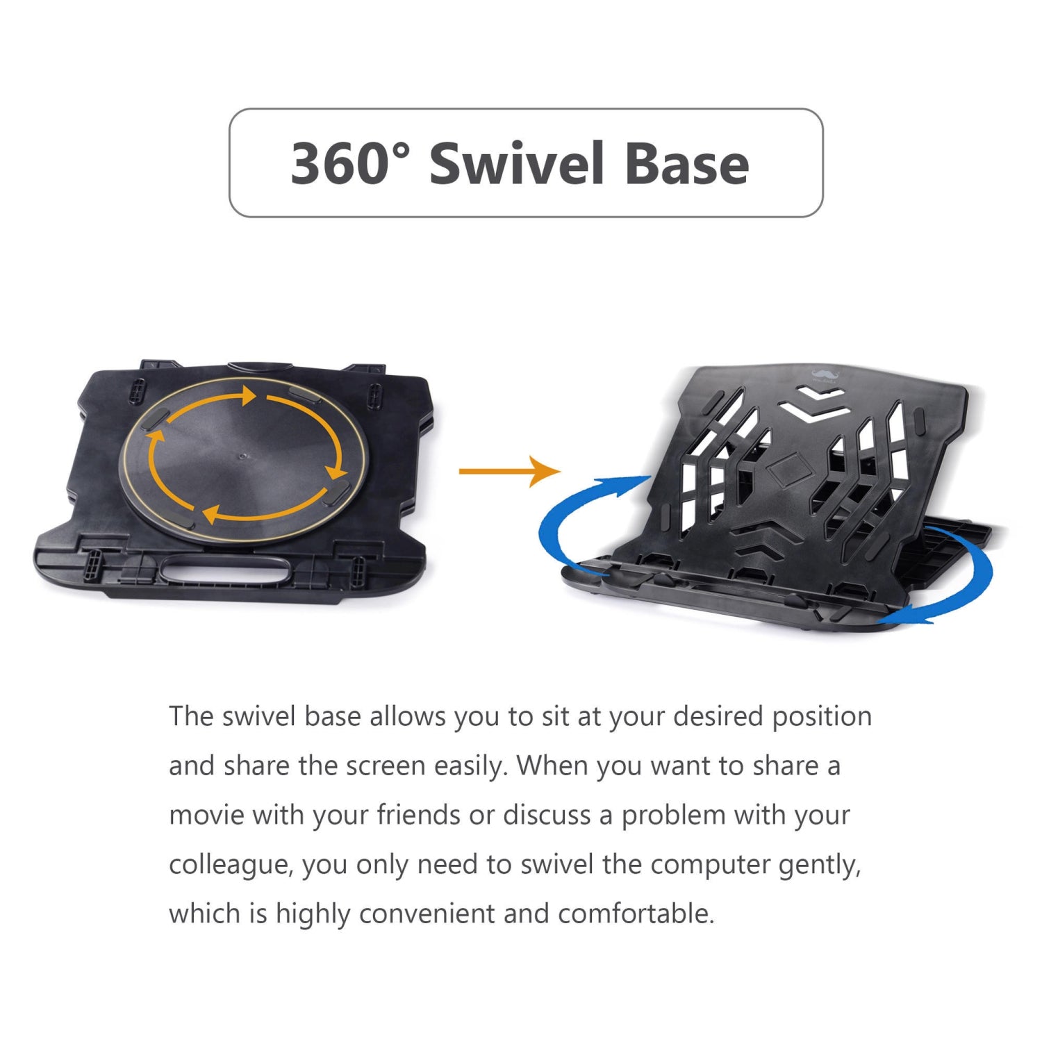 Computer Stand - 7-Level Tilt & 360° Rotating Base - Black