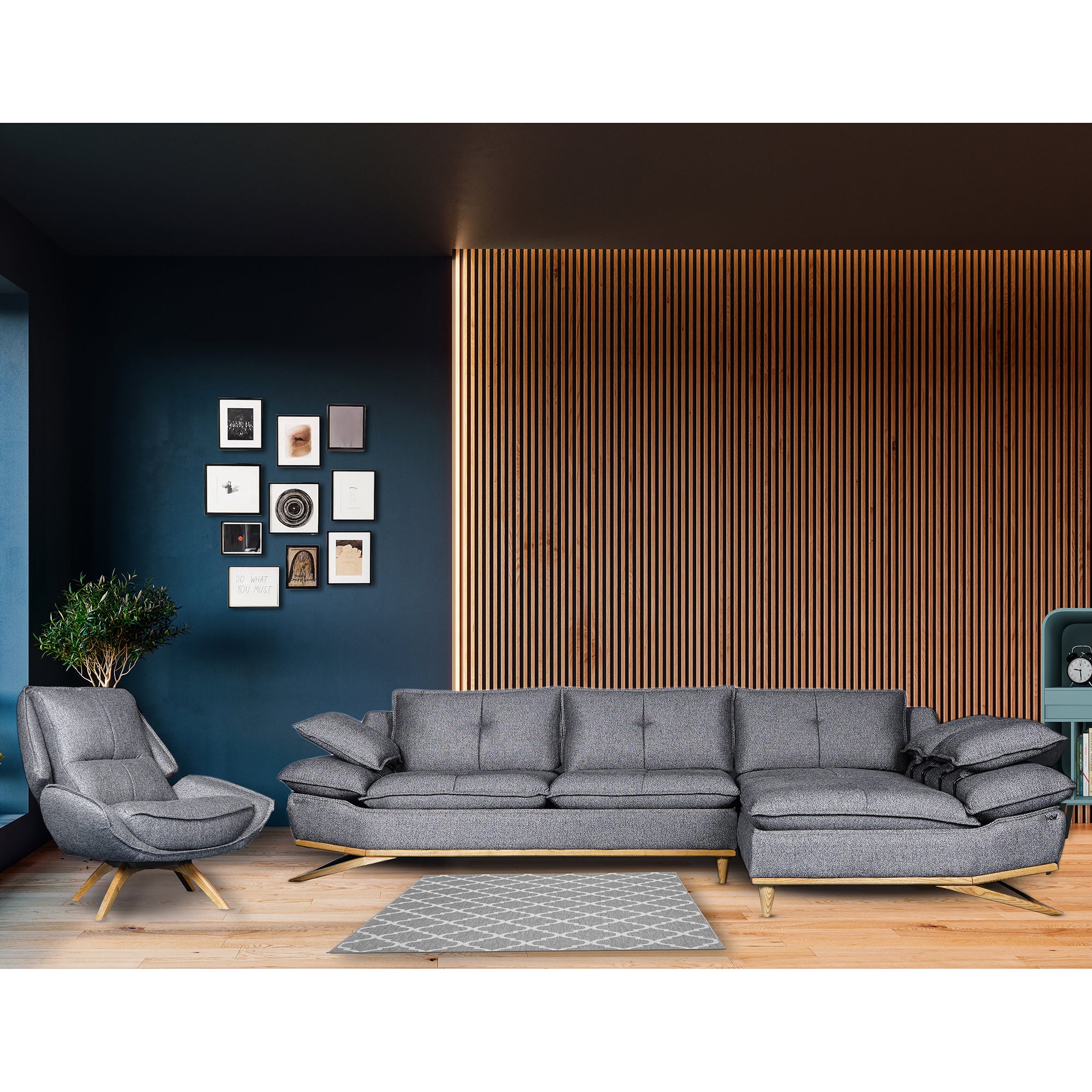 WoW - Sectional Sofa - Gray Fabric