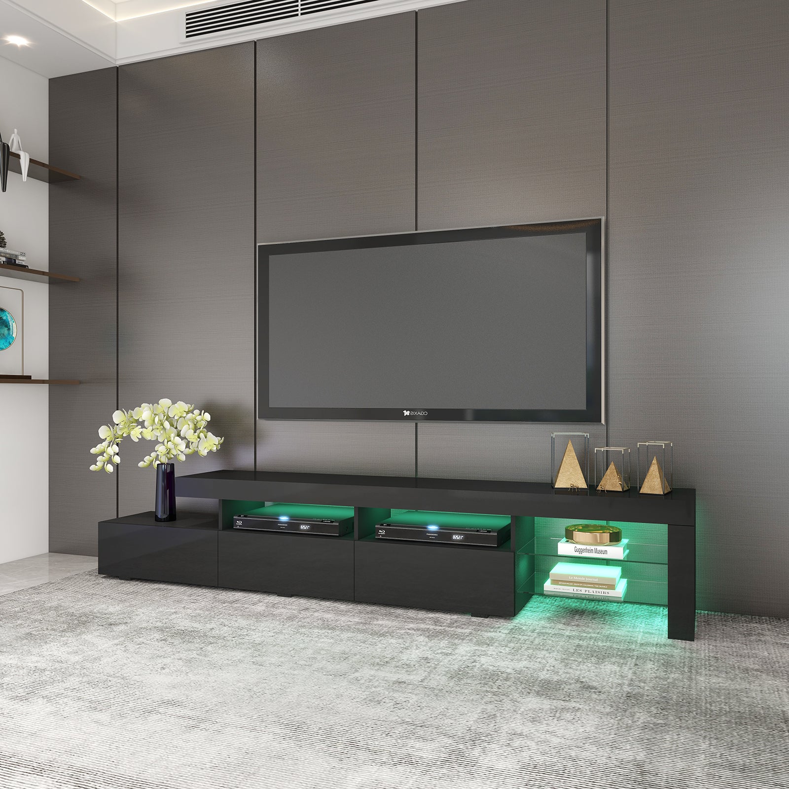 Gabriel - LED TV Stand - Entertainment Unit - High Gloss Black - 95in