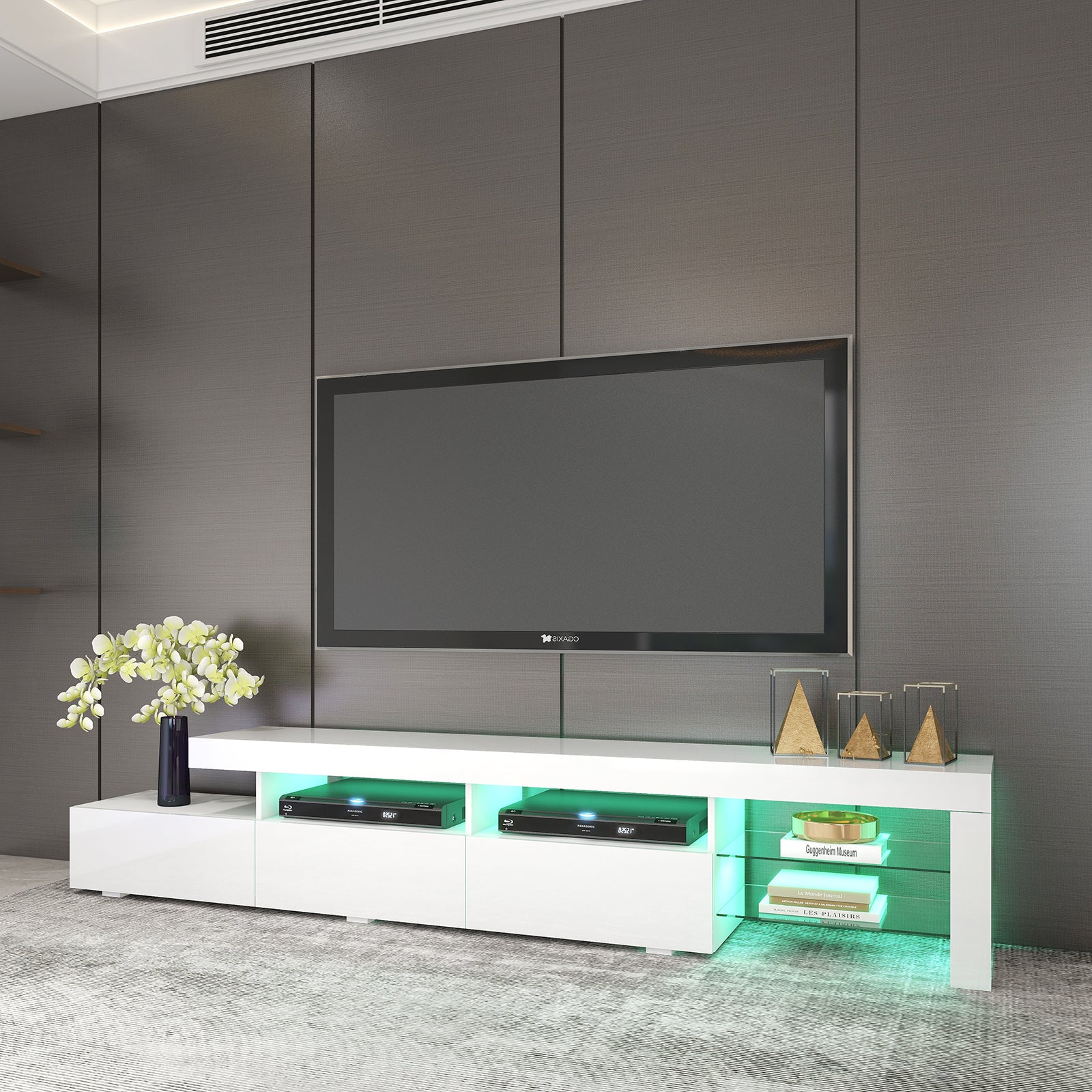 Gabriel - LED TV Stand - Entertainment Unit - High Gloss White - 95in