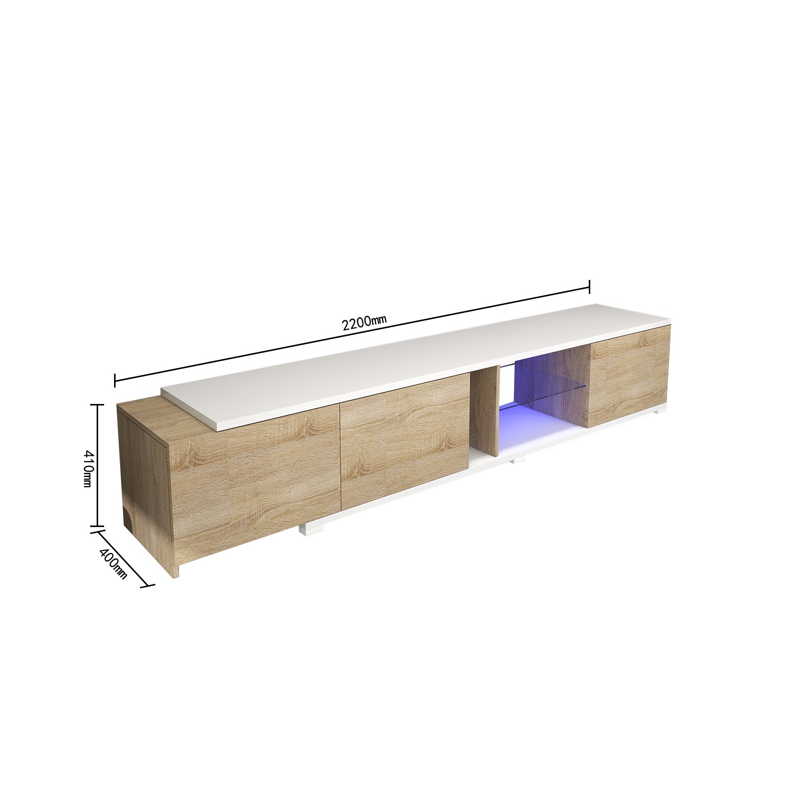 Alexandra - LED TV Stand - Entertainment Unit - Natural Wood and White - 87 in - 115 in