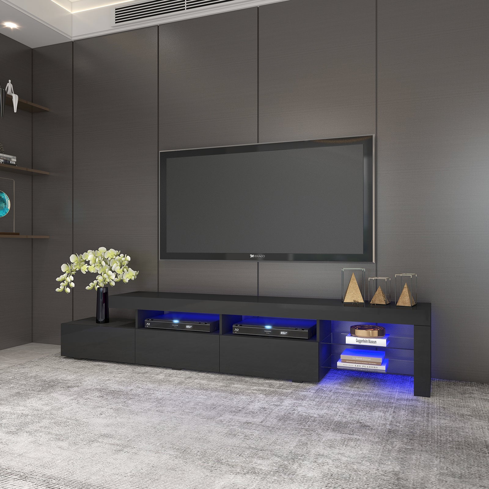 Gabriel - LED TV Stand - Entertainment Unit - High Gloss Black - 95in