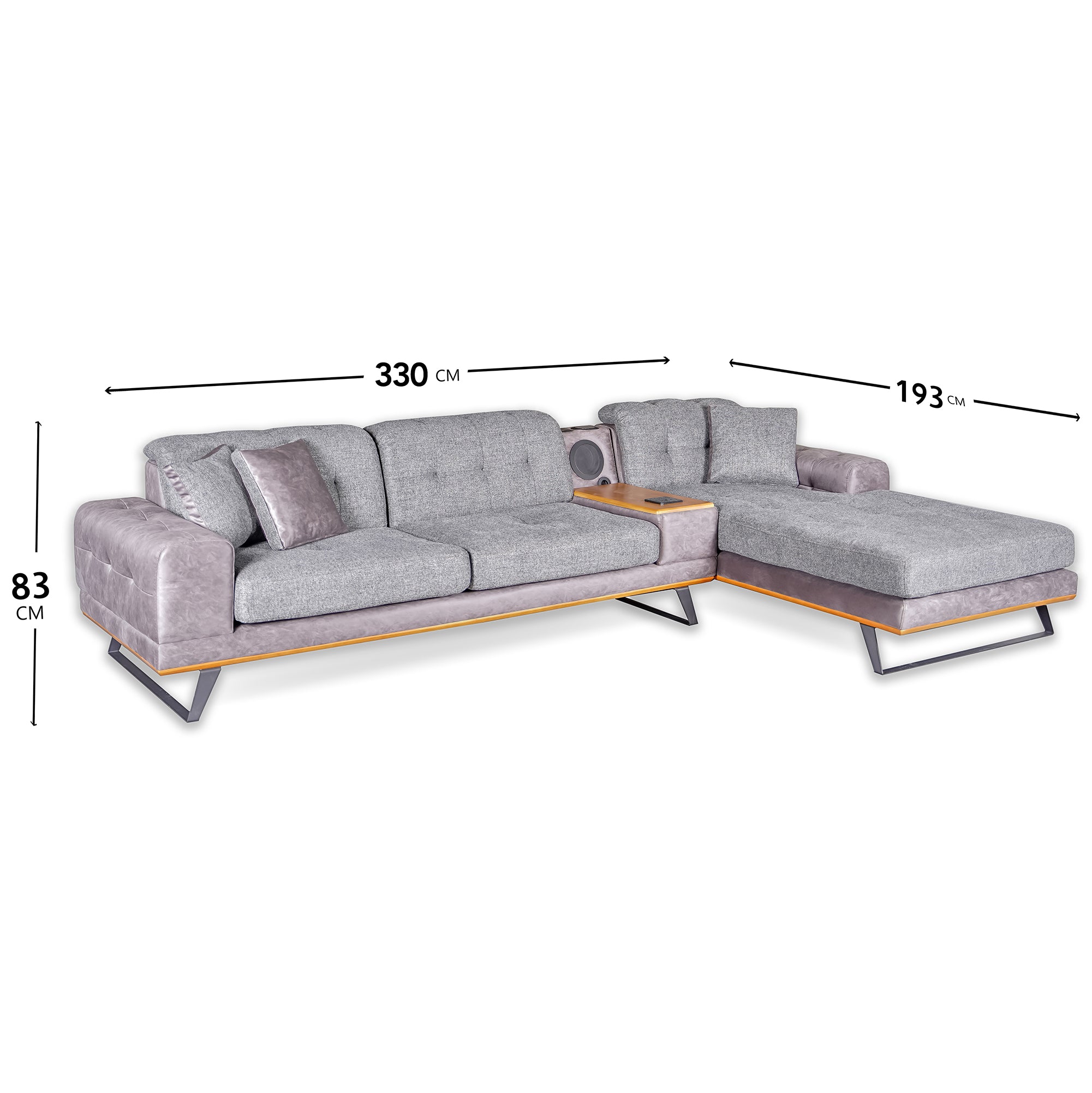 Asya - Sectional Sofa - 2 Tone Gray Fabric