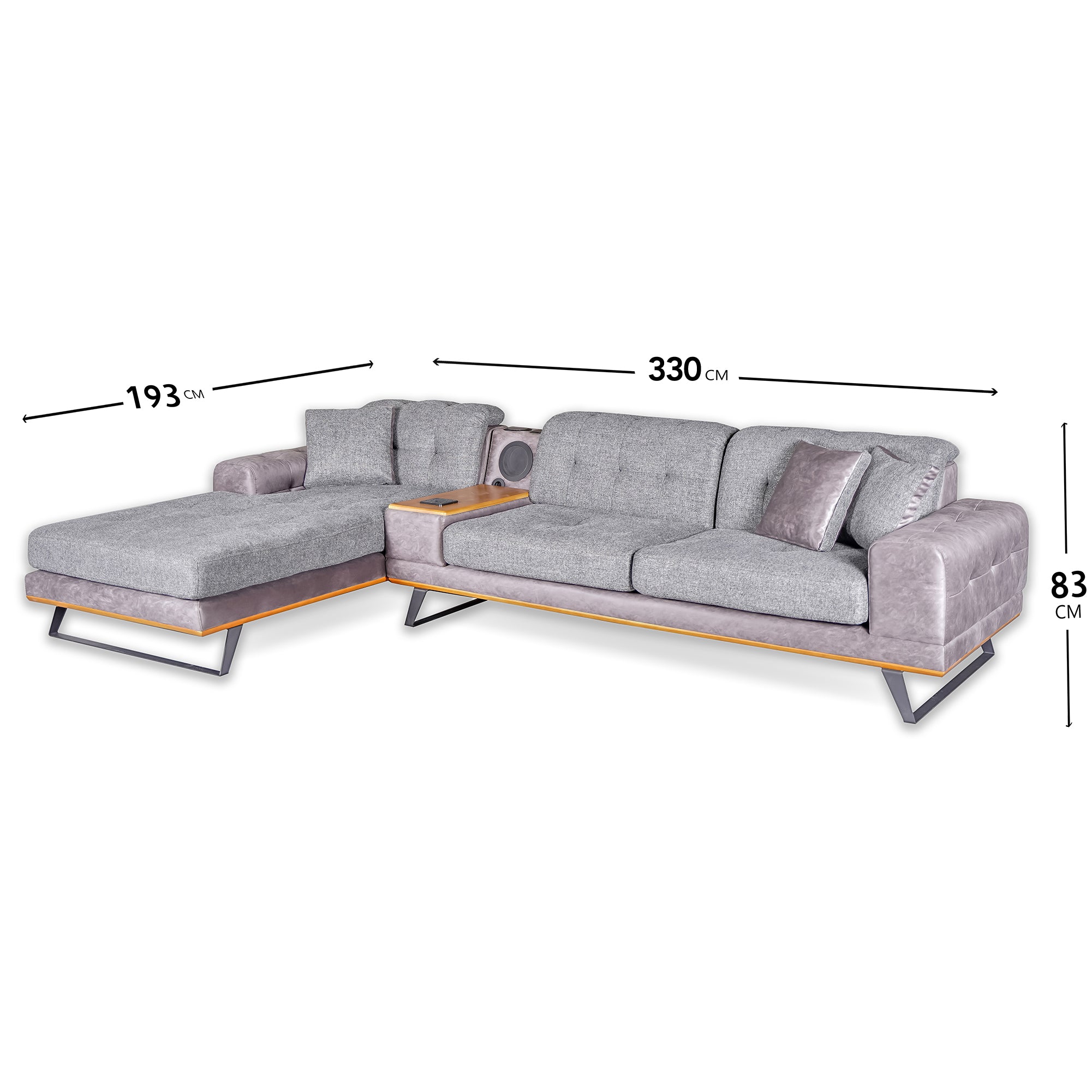 Asya - Sectional Sofa - 2 Tone Gray Fabric