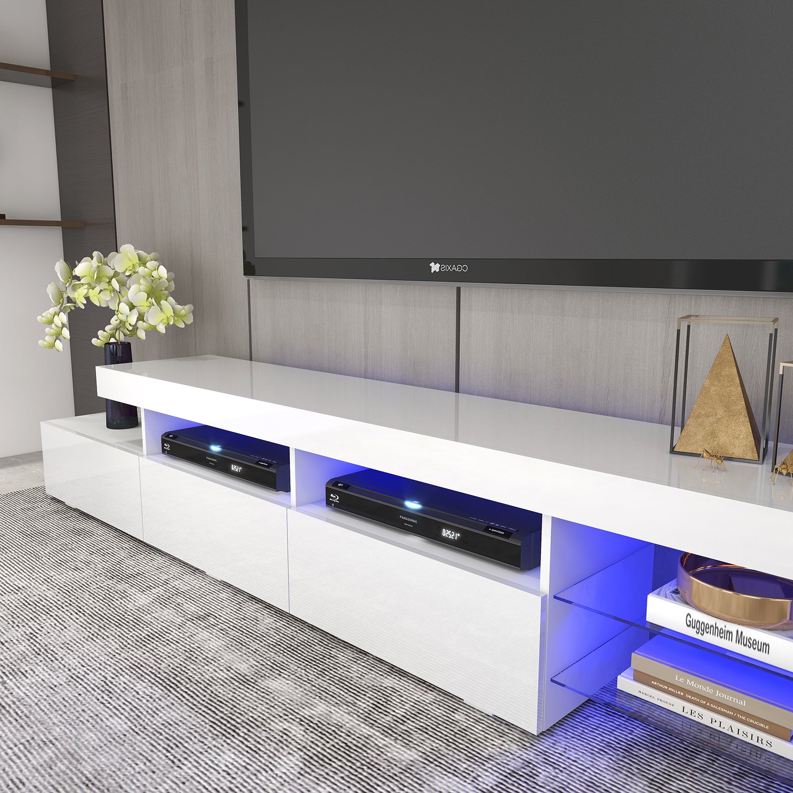 Gabriel - LED TV Stand - Entertainment Unit - High Gloss White - 95in