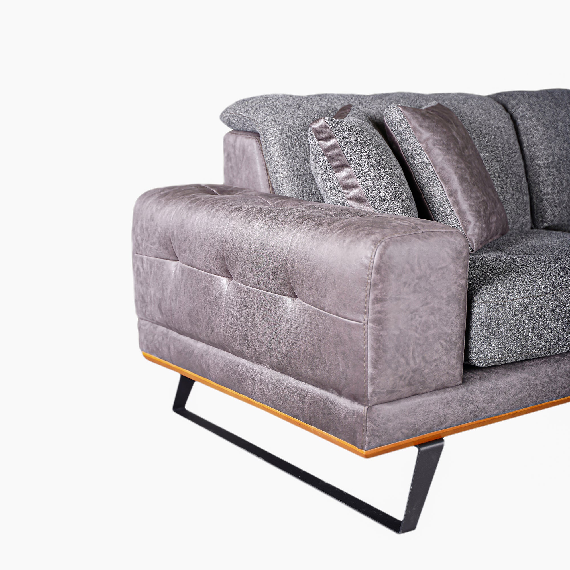 Asya - Sectional Sofa - 2 Tone Gray Fabric