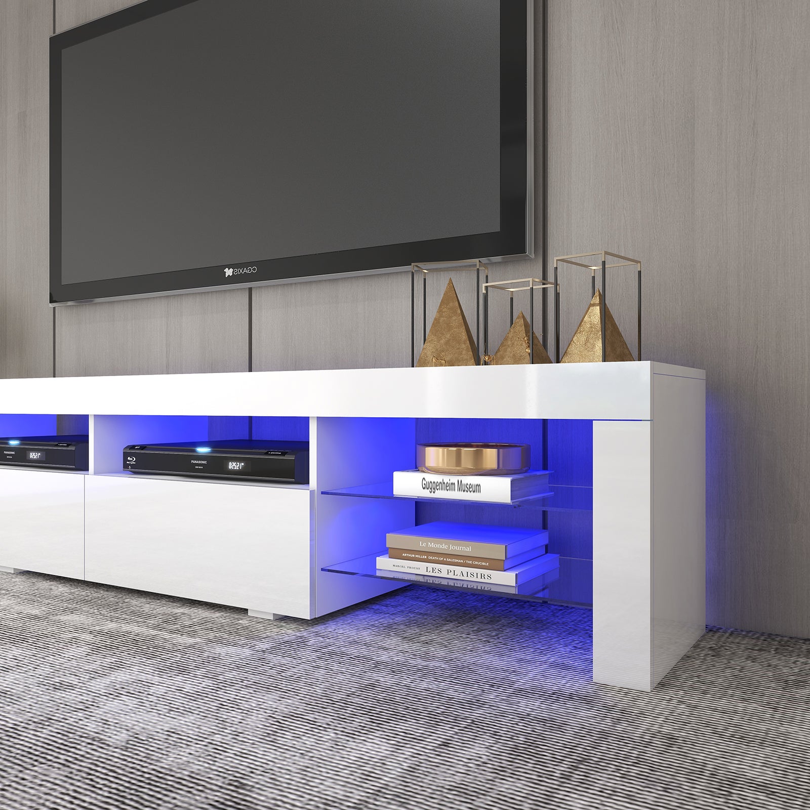 Gabriel - LED TV Stand - Entertainment Unit - High Gloss White - 95in