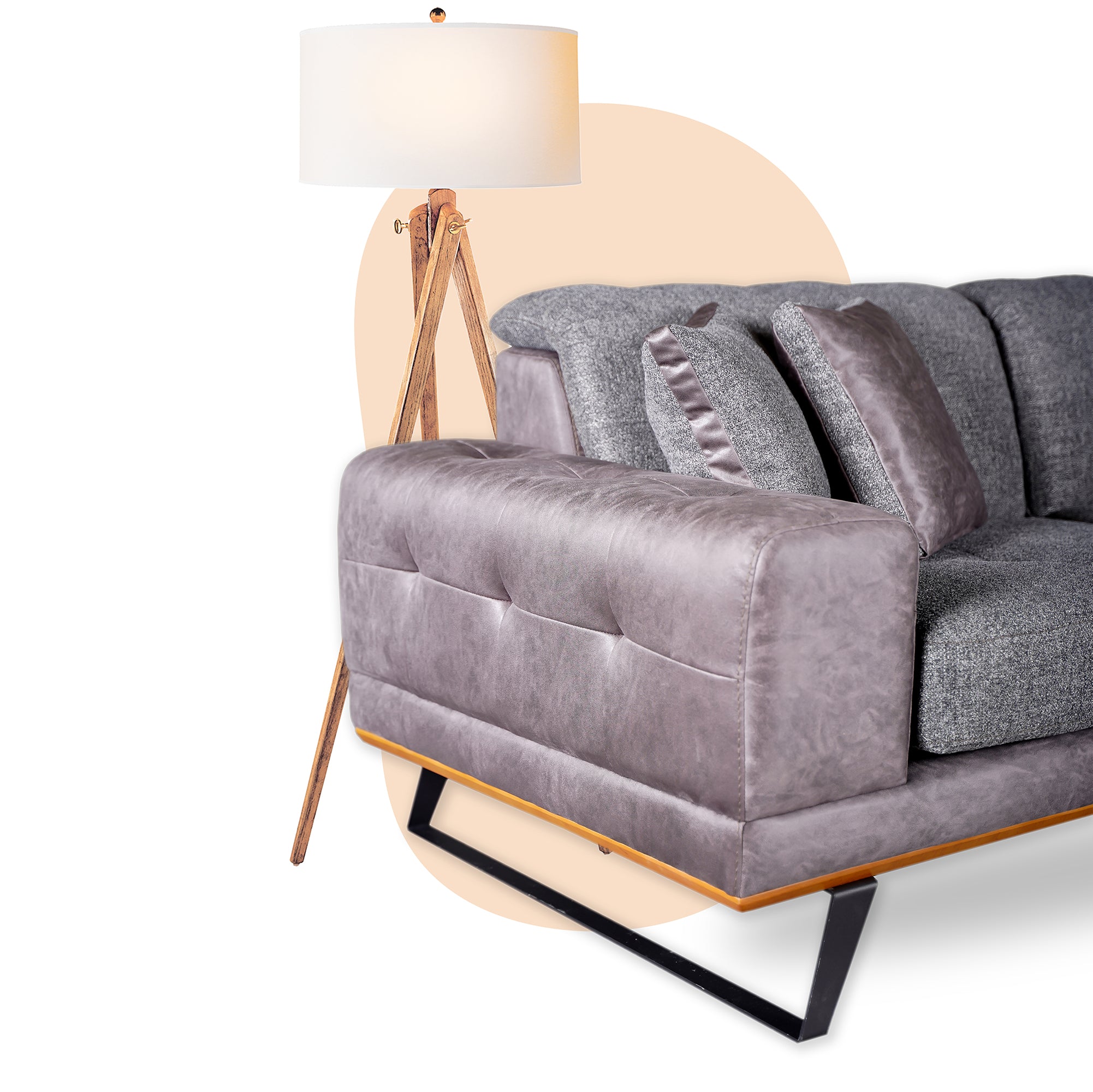 Asya - Sectional Sofa - 2 Tone Gray Fabric