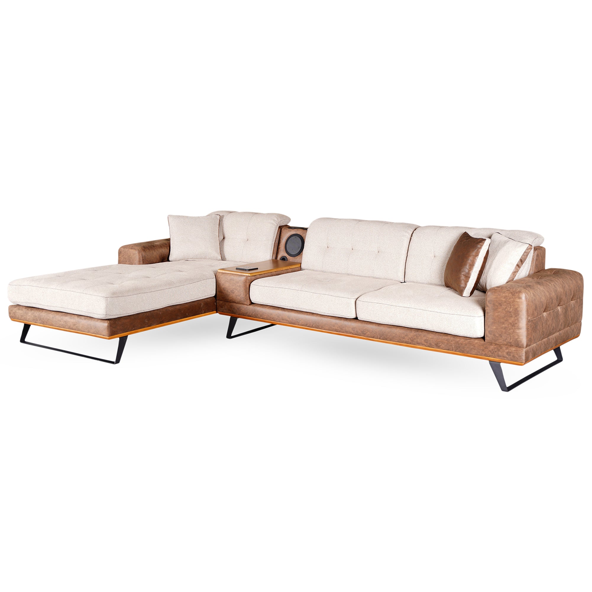 Asya - Sectional Sofa - 2-Tone Beige Fabric