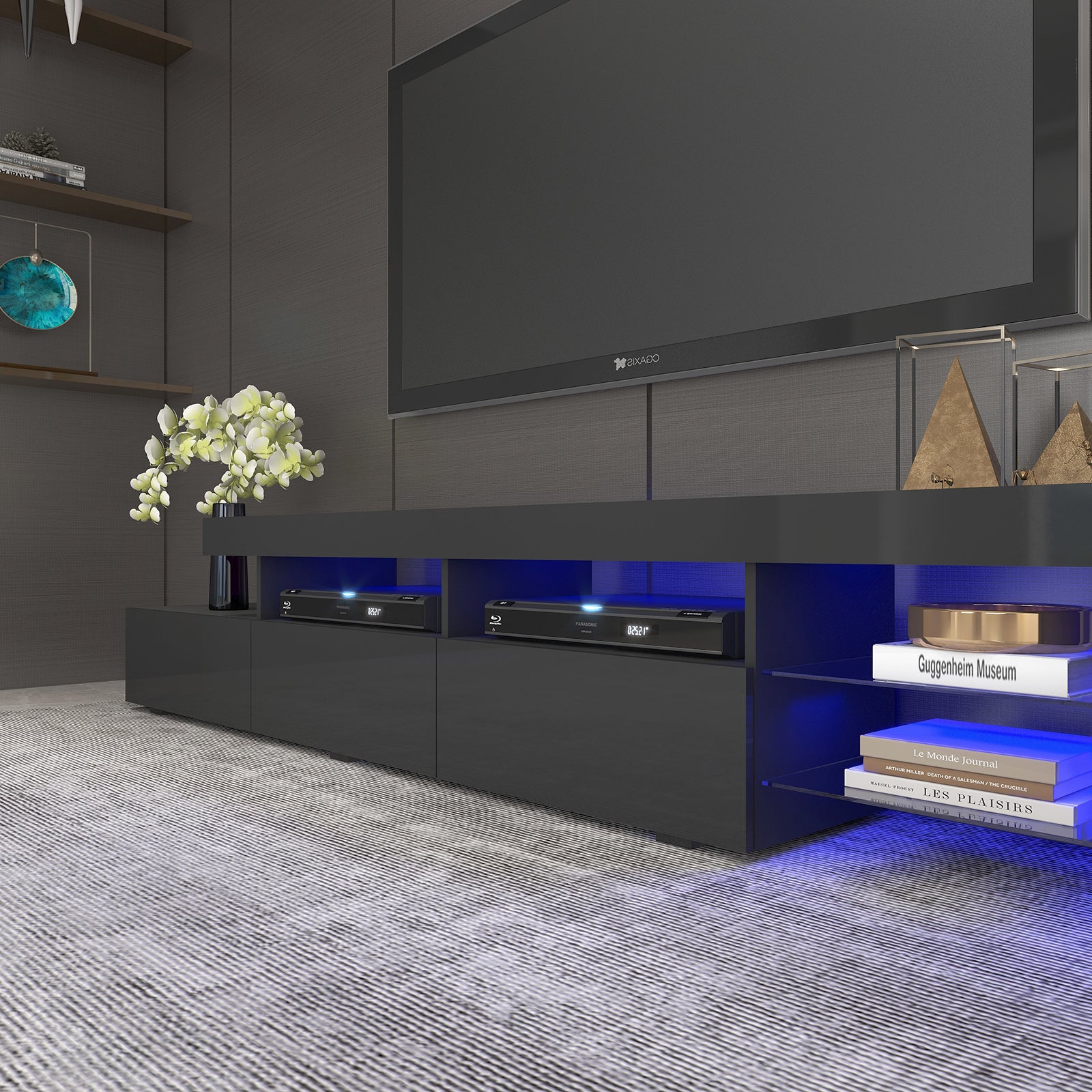 Gabriel - LED TV Stand - Entertainment Unit - High Gloss Black - 95in