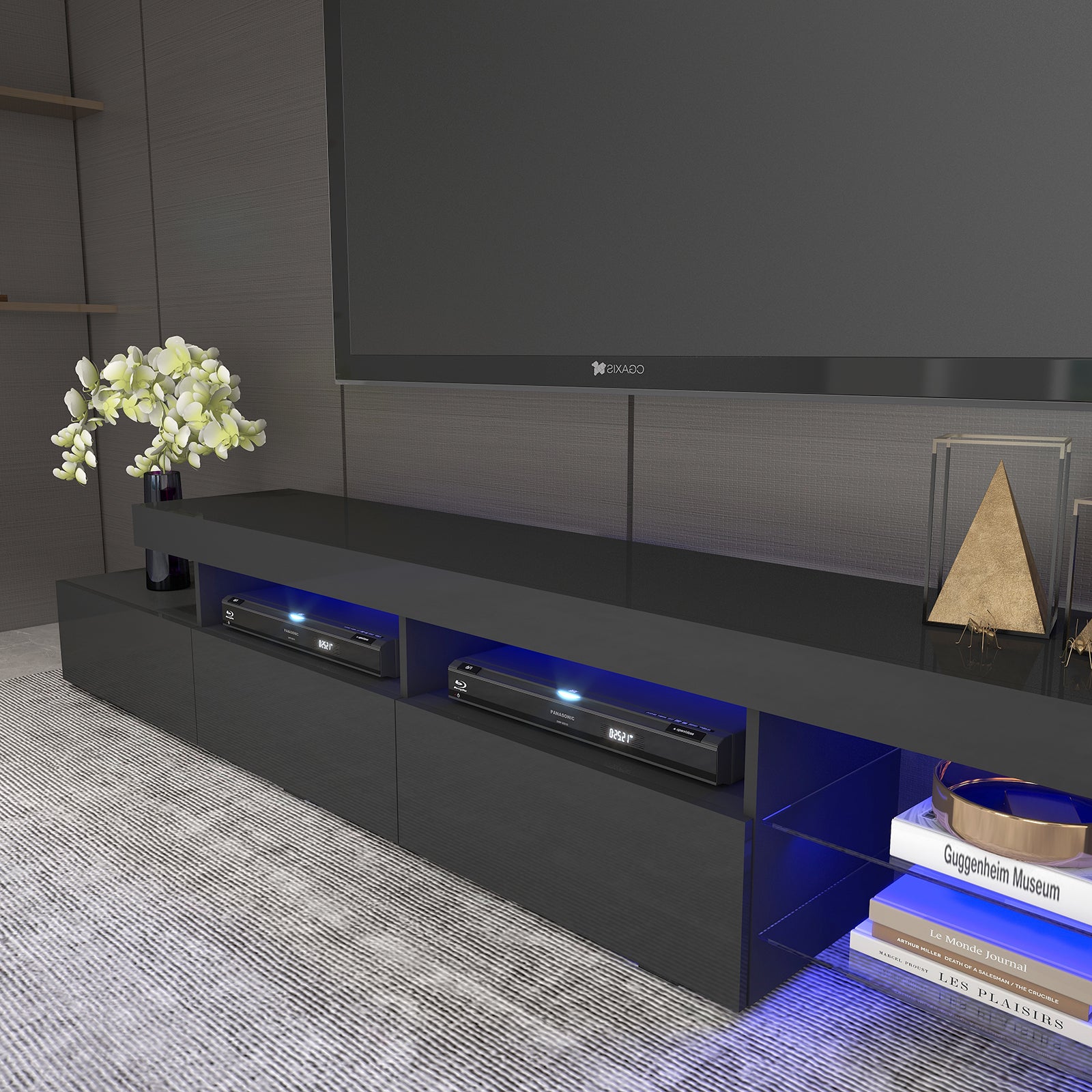 Gabriel - LED TV Stand - Entertainment Unit - High Gloss Black - 95in