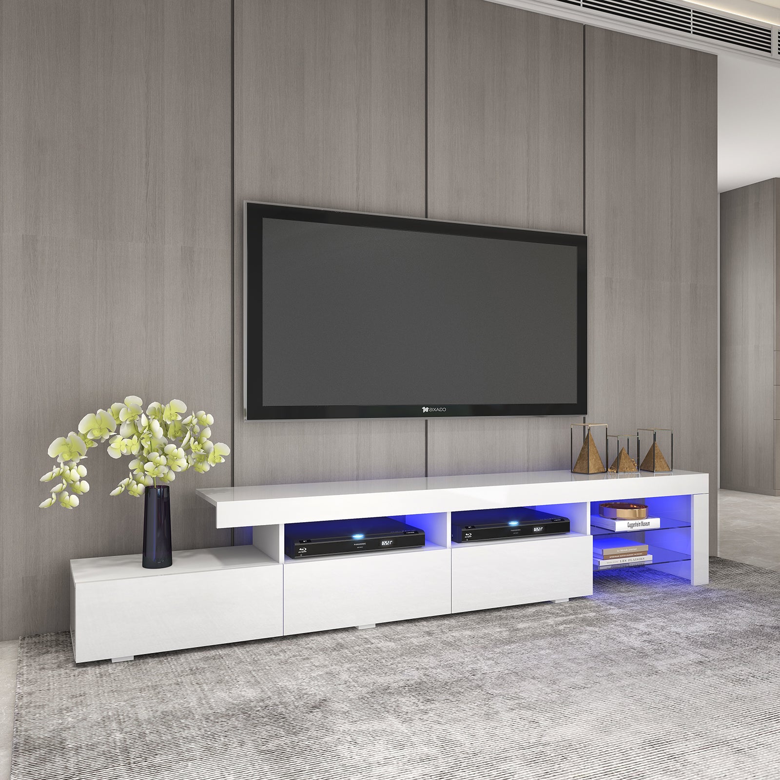 Gabriel - LED TV Stand - Entertainment Unit - High Gloss White - 95in