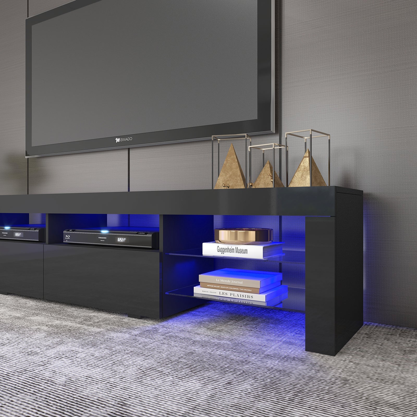 Gabriel - LED TV Stand - Entertainment Unit - High Gloss Black - 95in
