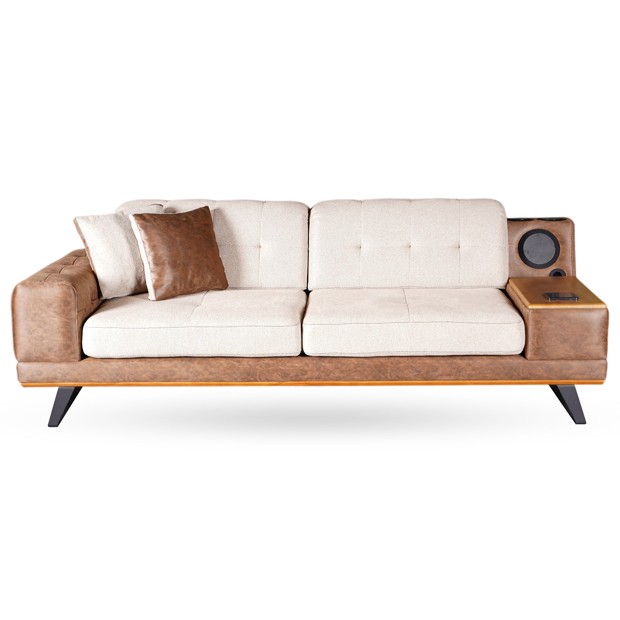 Asya - Sectional Sofa - 2-Tone Beige Fabric