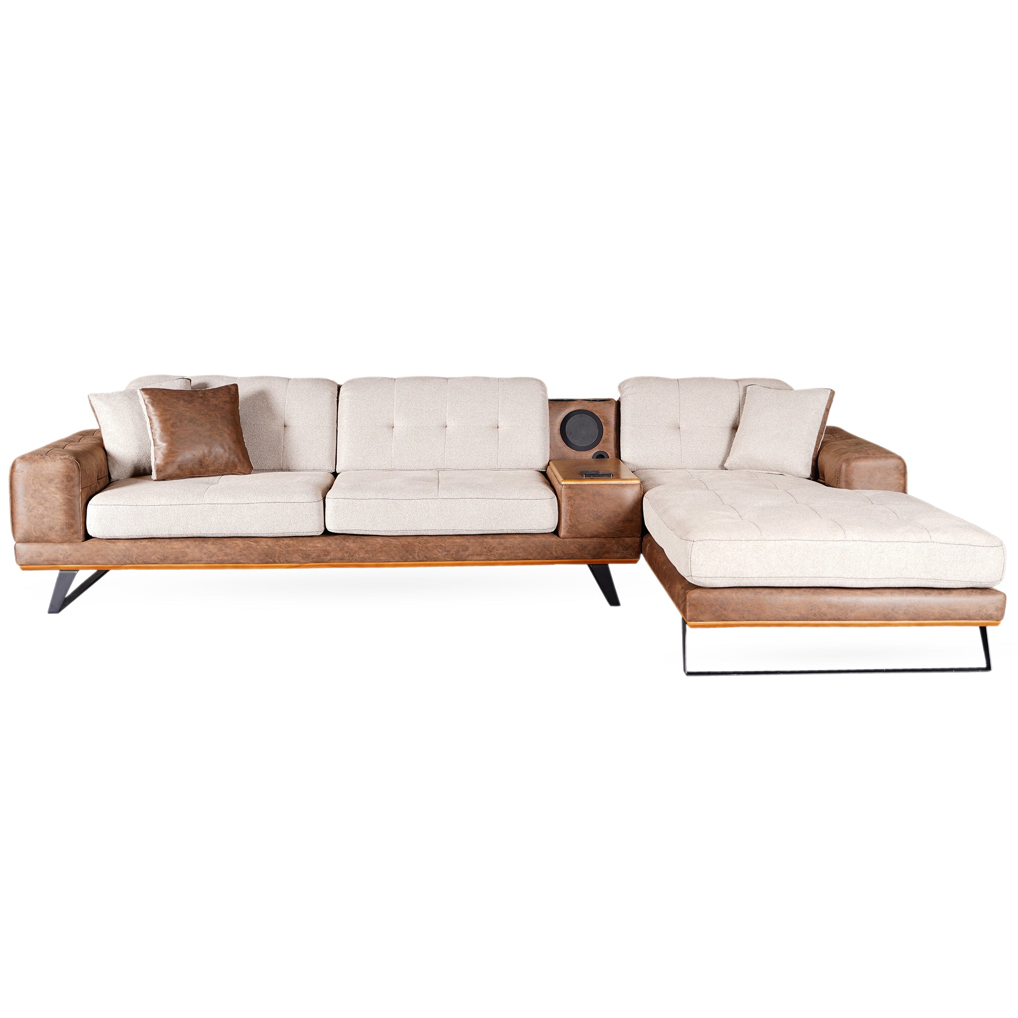 Asya - Sectional Sofa - 2-Tone Beige Fabric