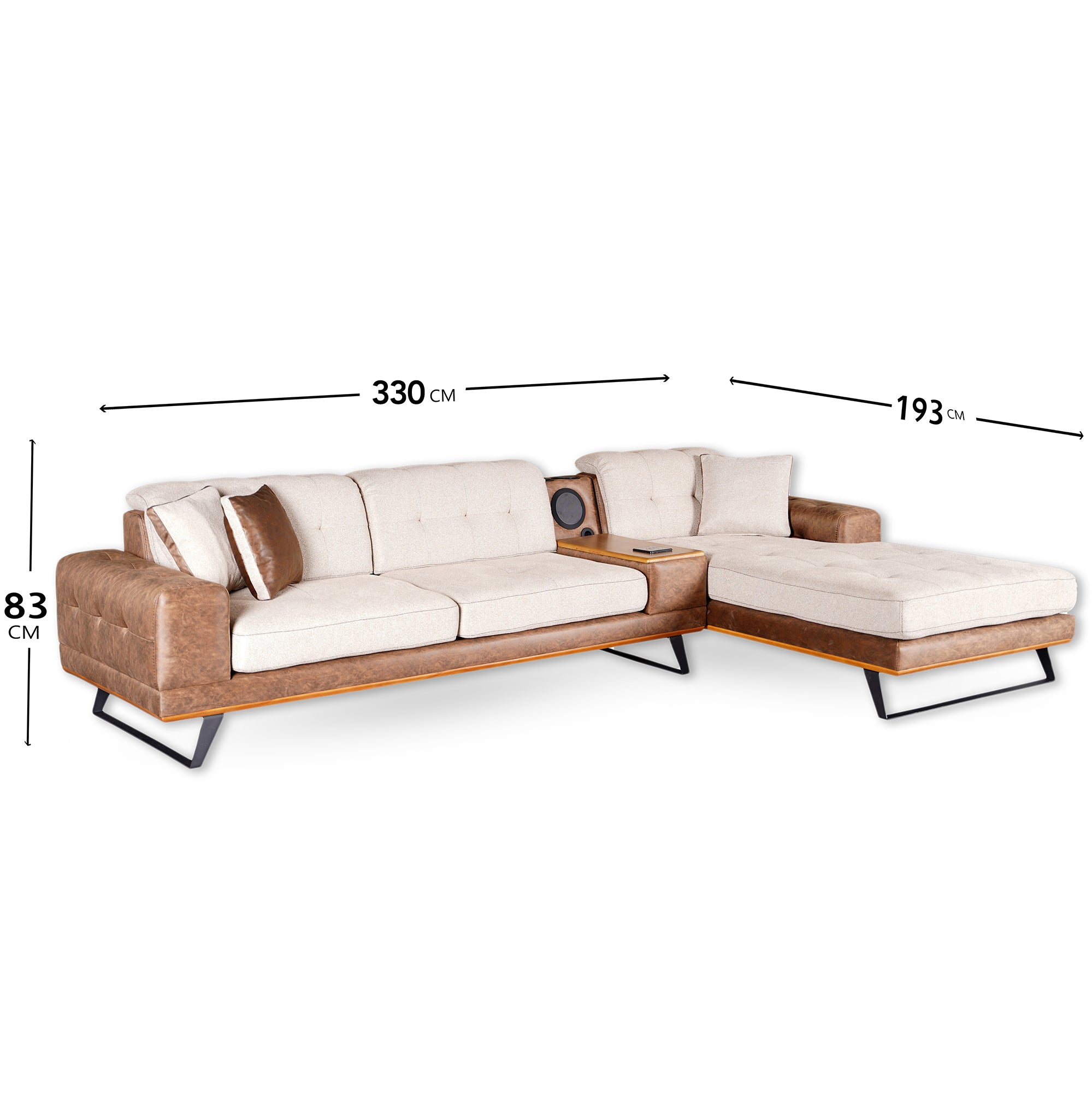 Asya - Sectional Sofa - 2-Tone Beige Fabric