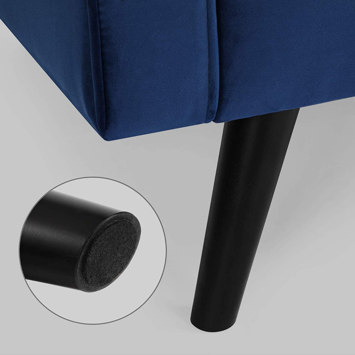 Sofa - 70 po - Surface en tissu Velour - Pieds en bois - Bleu Marin