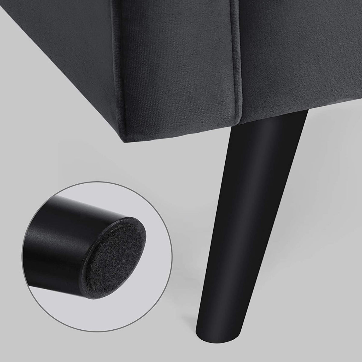 Sofa - 70 po - Surface en tissu Velour - Pieds en bois - GRIS