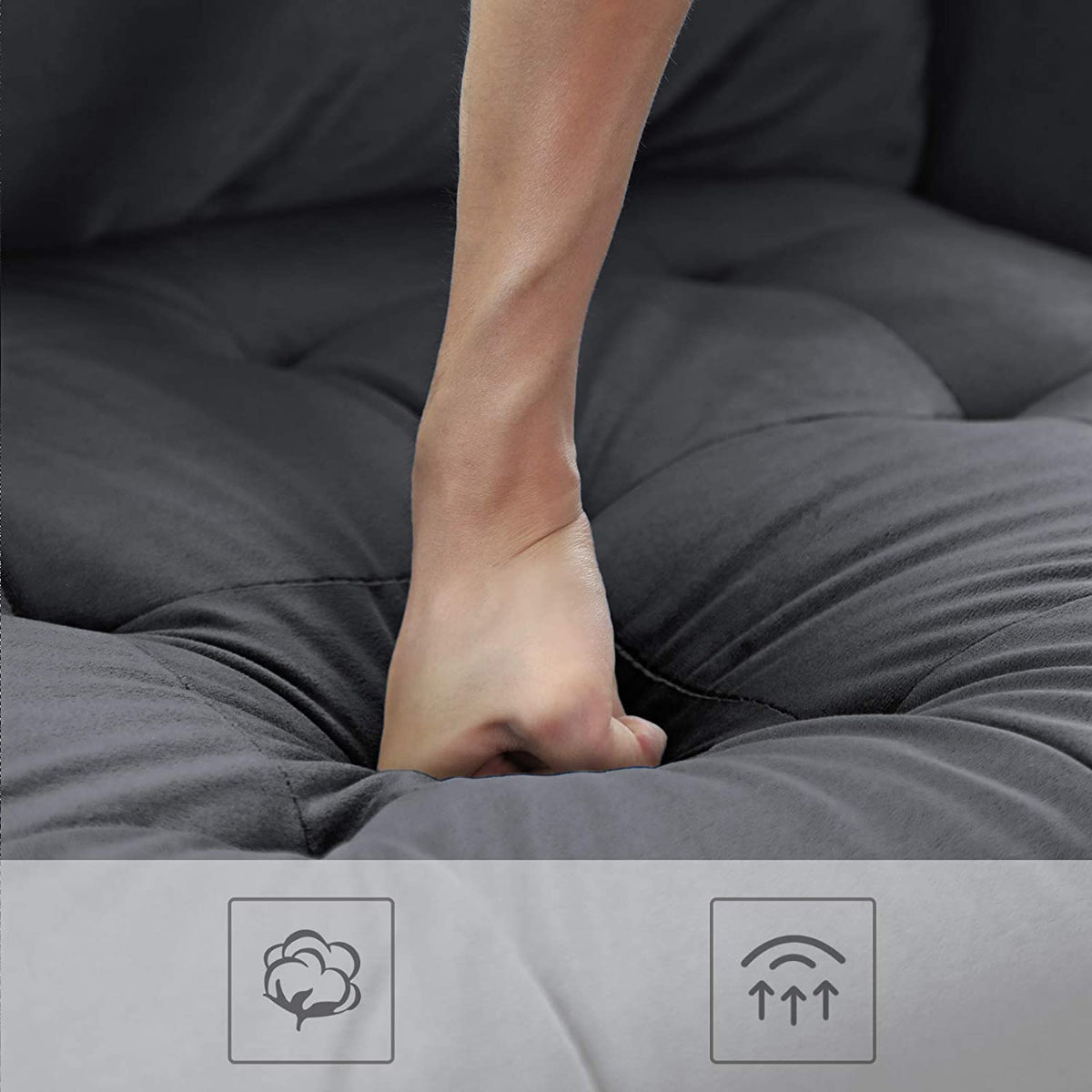 Sofa - 70 po - Surface en tissu Velour - Pieds en bois - GRIS