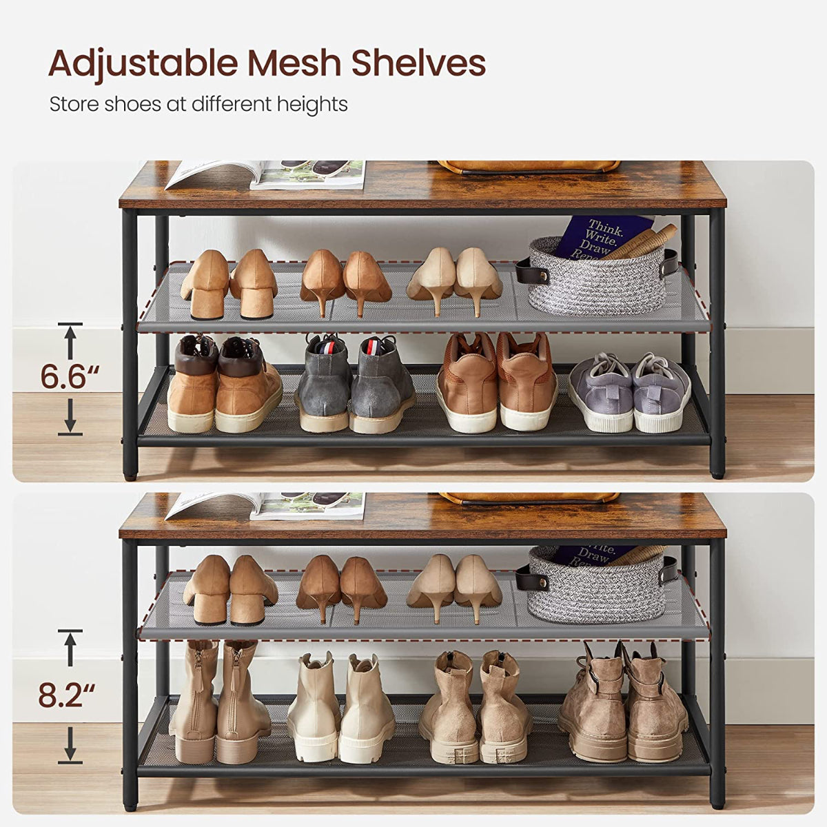 Danvik - Hallway Coat Rack with Shoe Bench - Rustic Brown