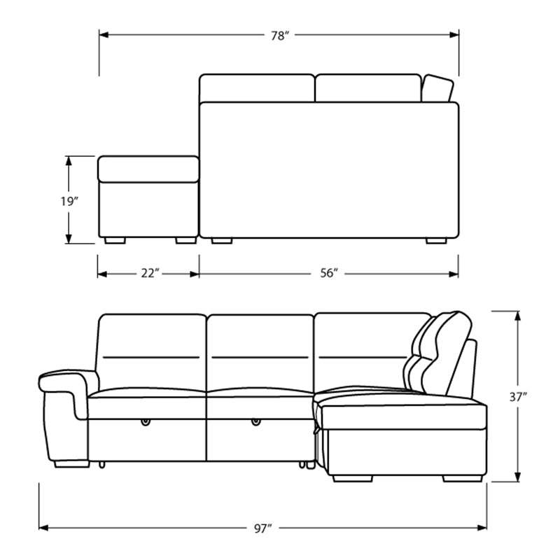 Alberto - Sectional Sofa Bed - Gray Fabric
