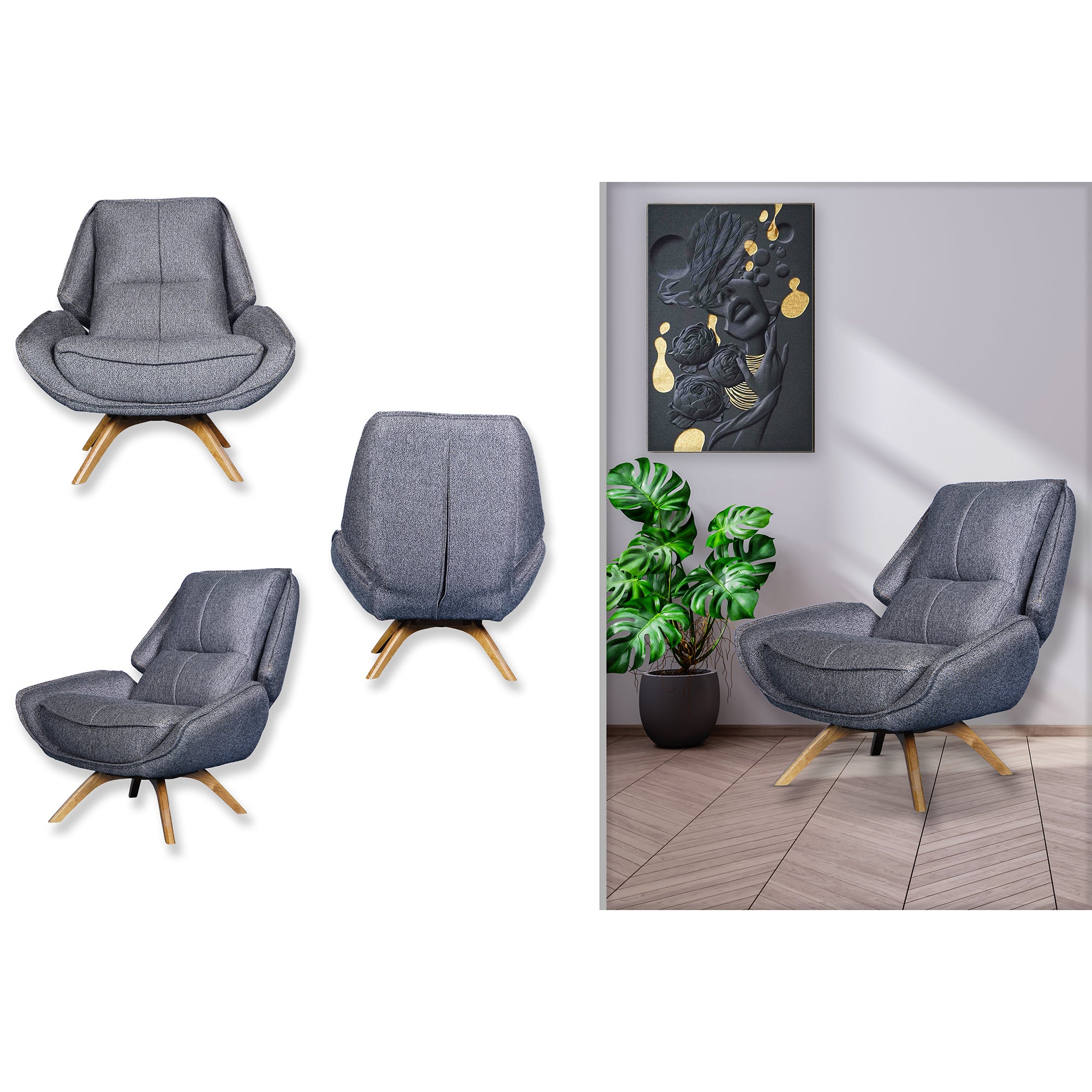 Fauteuil pivotant - WoW - Tissu Gris