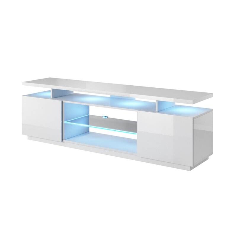 Lauren - LED TV Stand - Entertainment Unit - High Gloss White - 70in