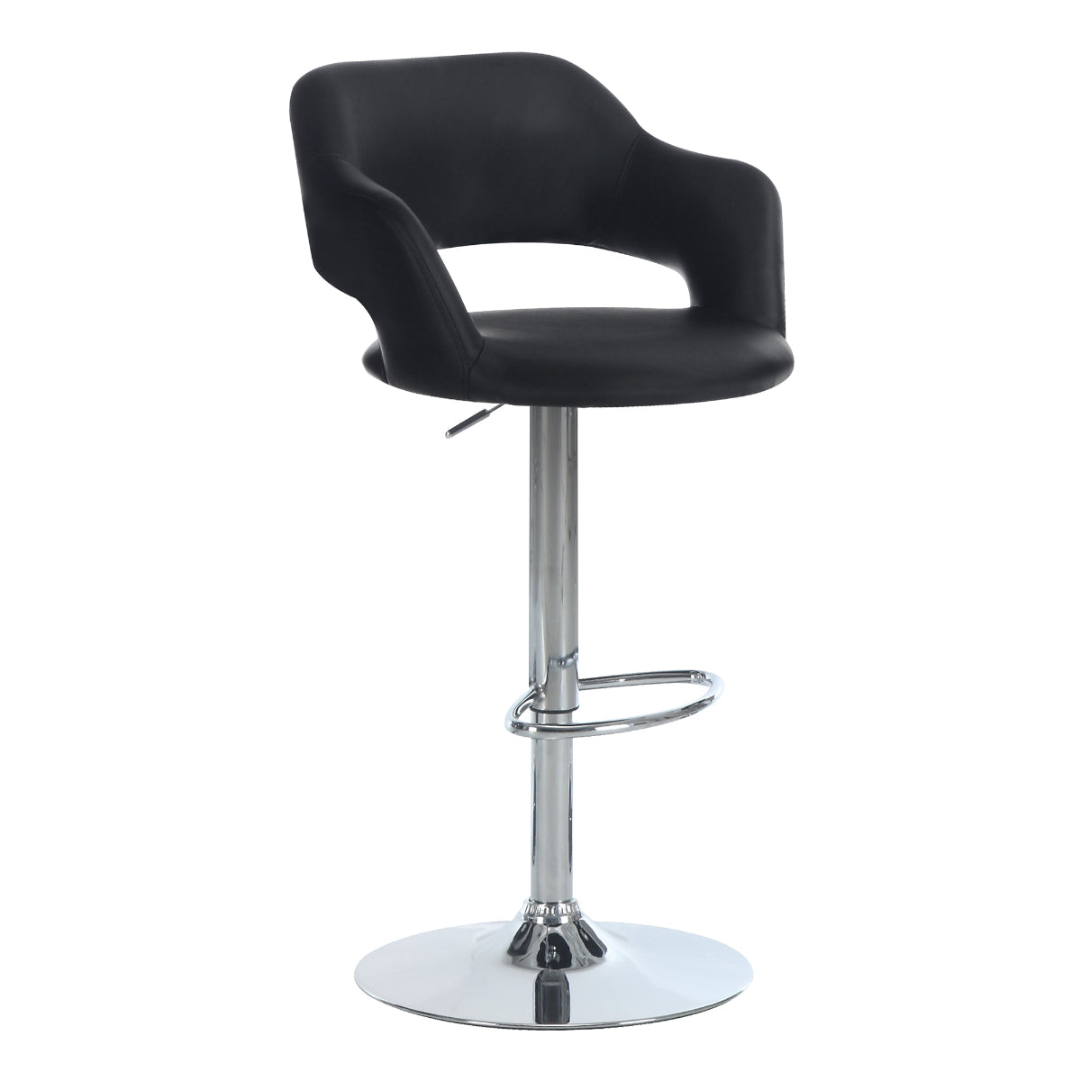 Kylian - Hydraulic Bar Chair - Black Faux Leather