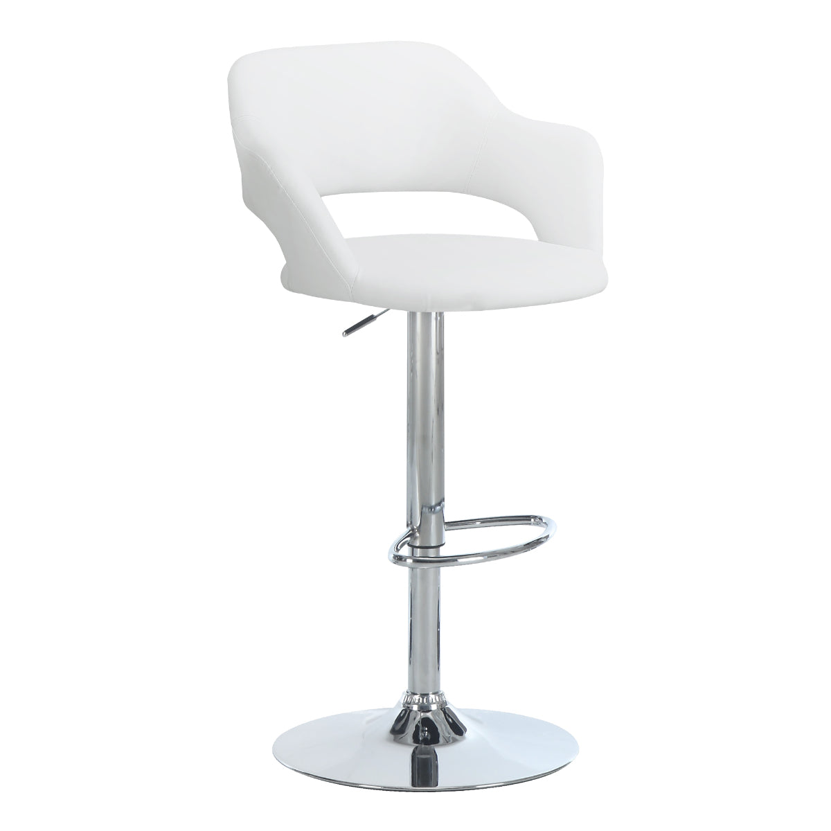Kylian - Hydraulic Bar Chair - White Faux Leather