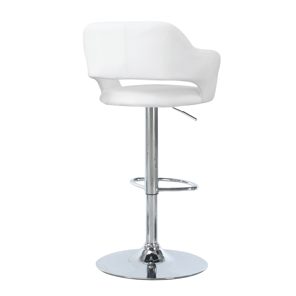 Kylian - Hydraulic Bar Chair - White Faux Leather