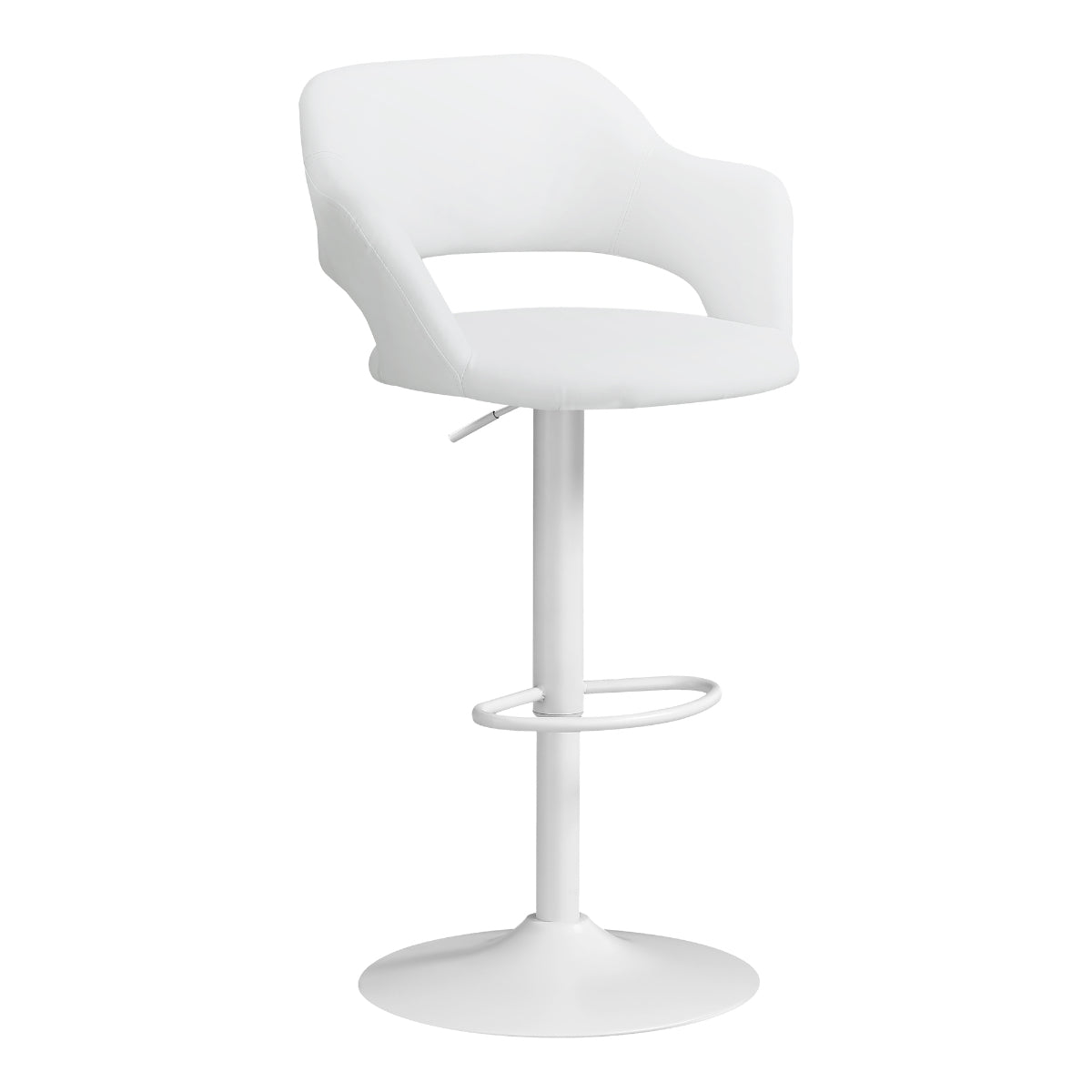 Kylian - Hydraulic Bar Chair - White Faux Leather