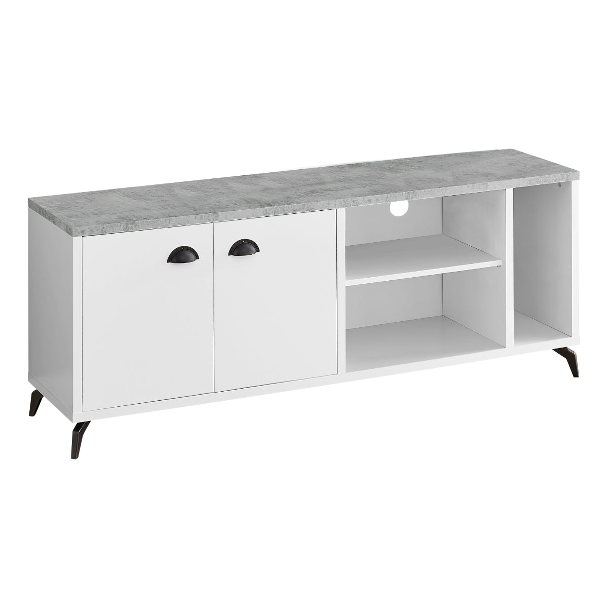 Marshall - TV Stand - 60" - Grey Cement Top / White