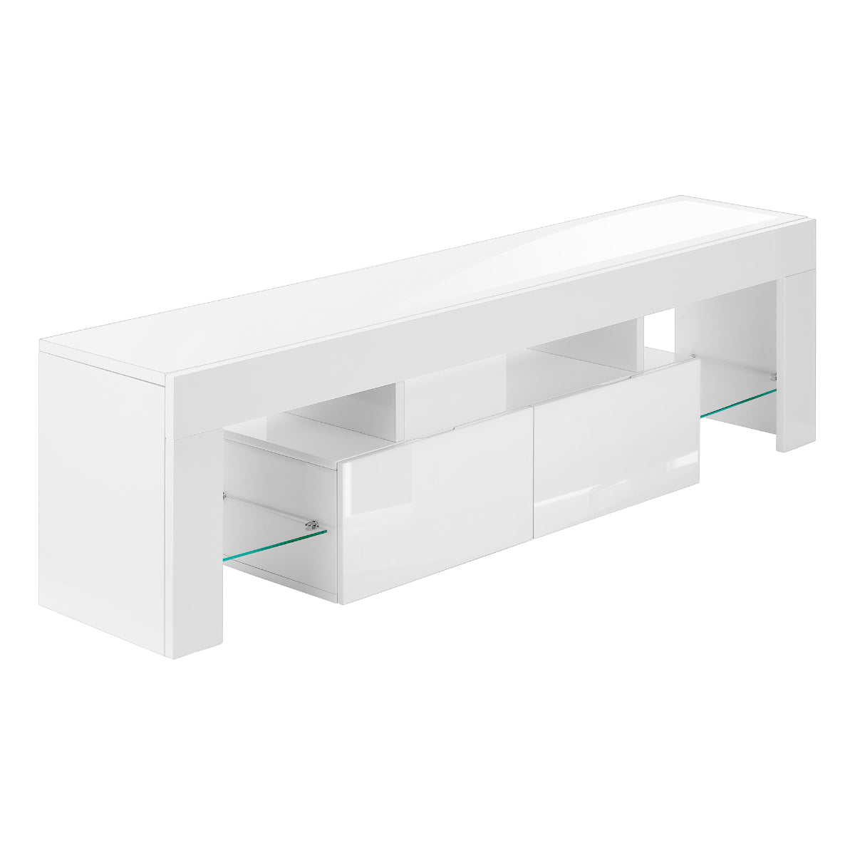 Orson - TV Stand - Glossy White - Tempered Glass - 63 in - White