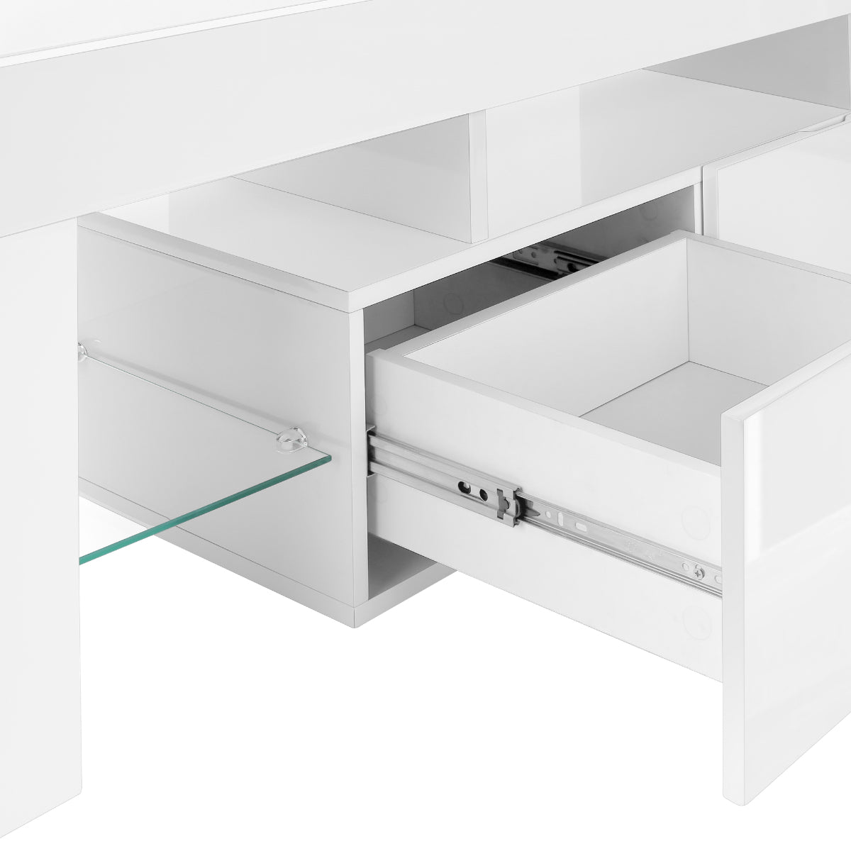 Orson - TV Stand - Glossy White - Tempered Glass - 63 in - White