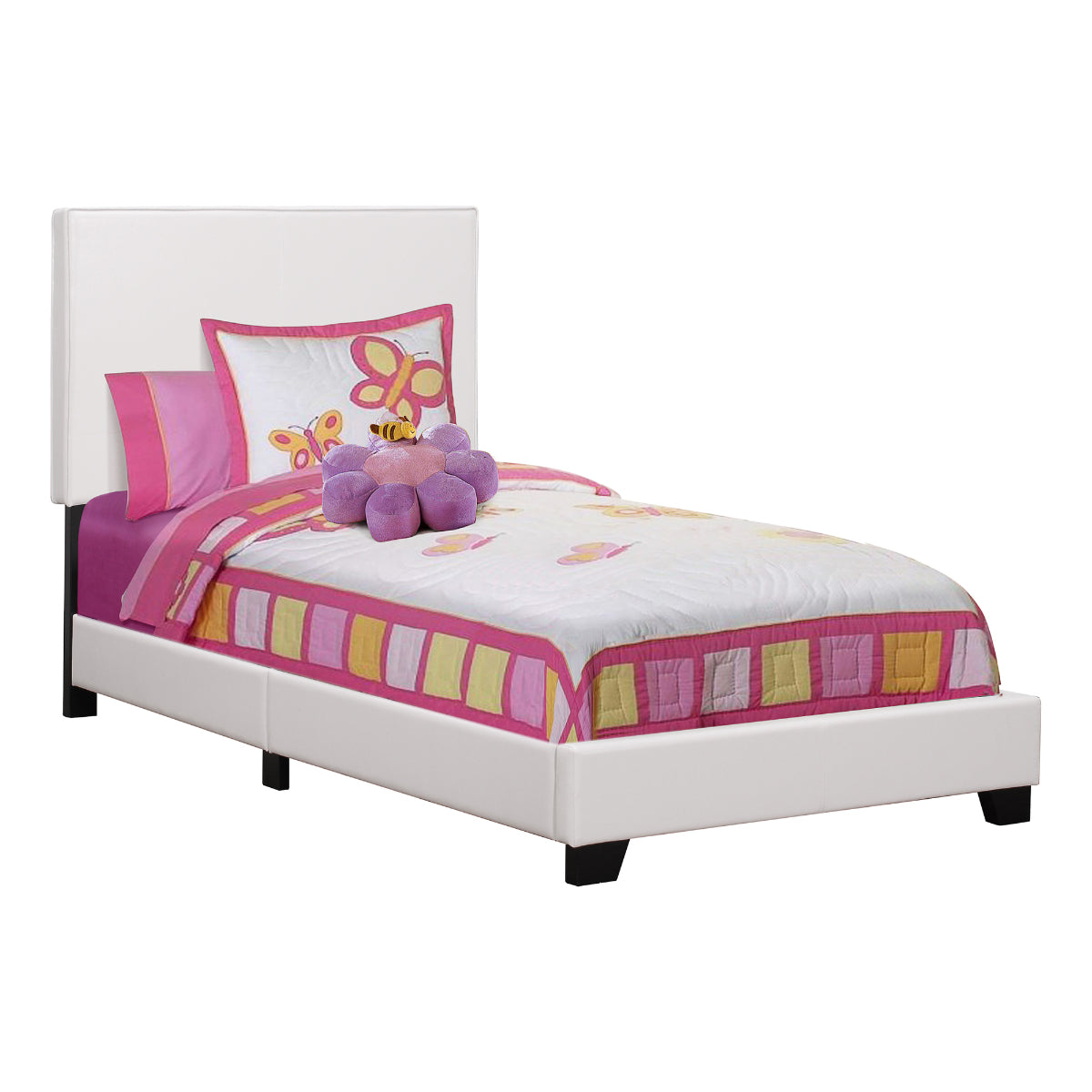 Sophie - Twin Bed - White Faux Leather
