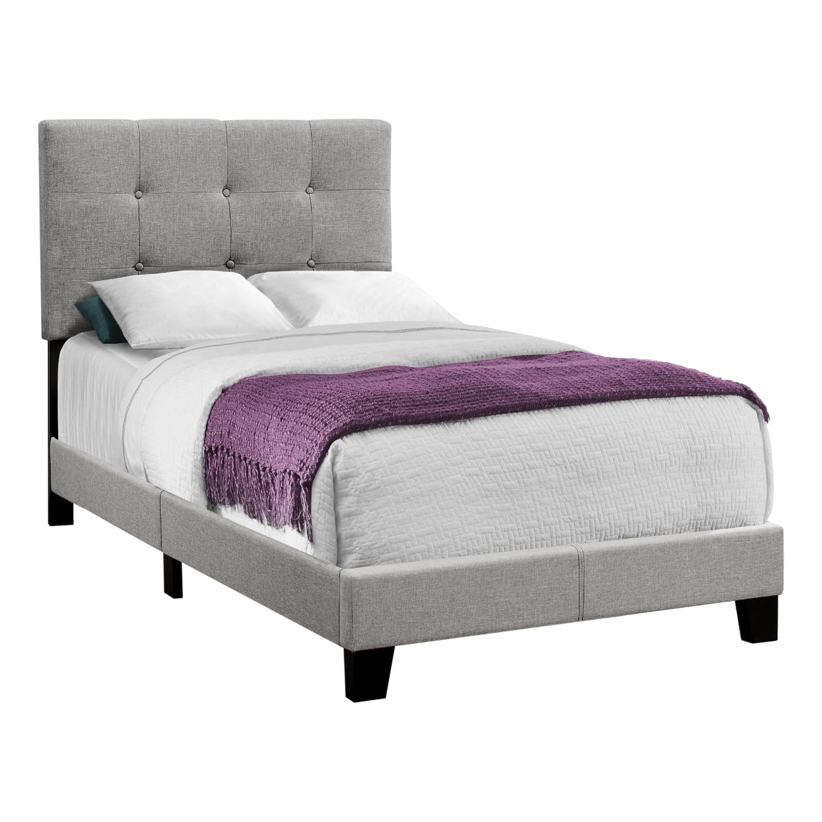 Clemence - Twin Bed - Grey Fabric