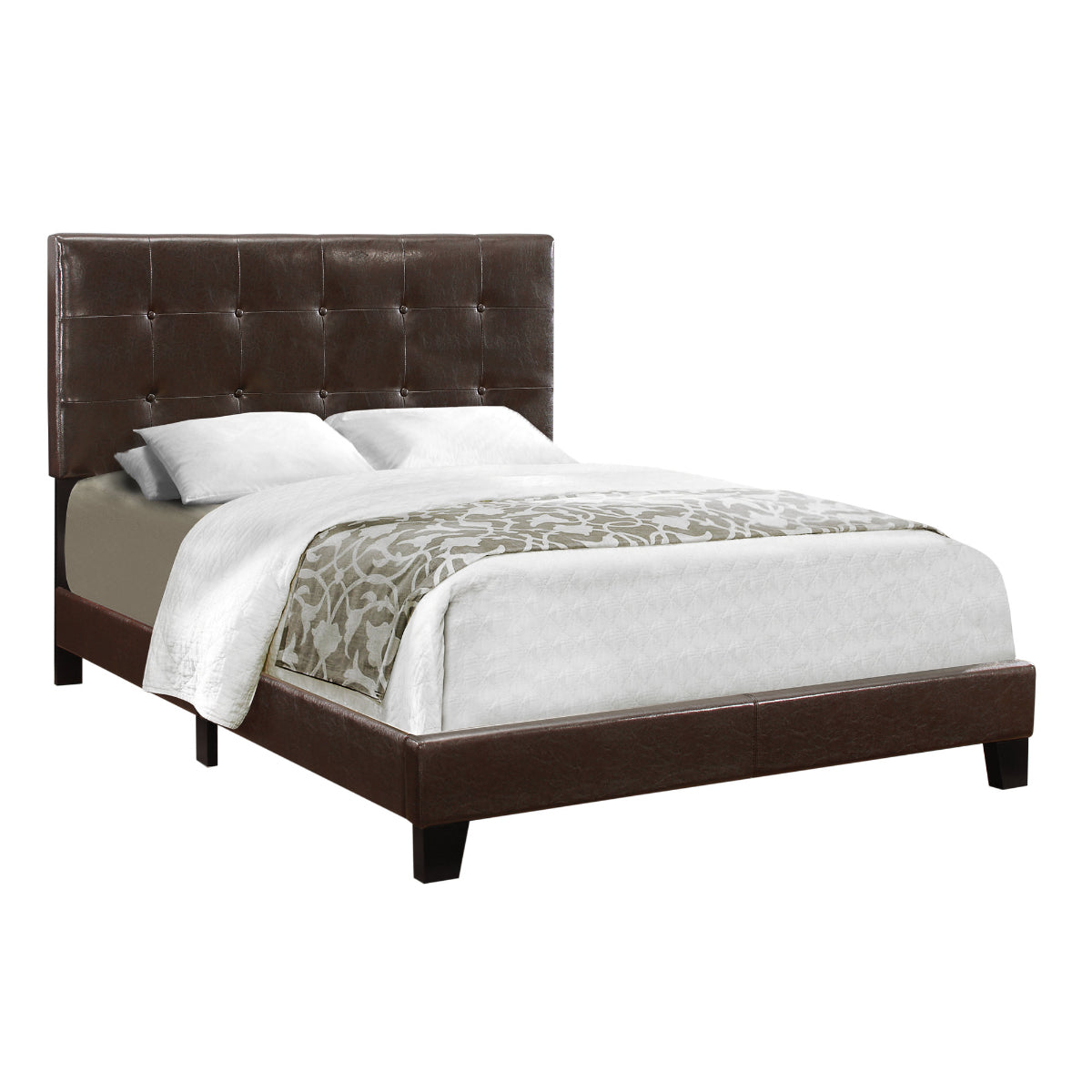 Clémence - Full Bed - Dark Brown Faux Leather