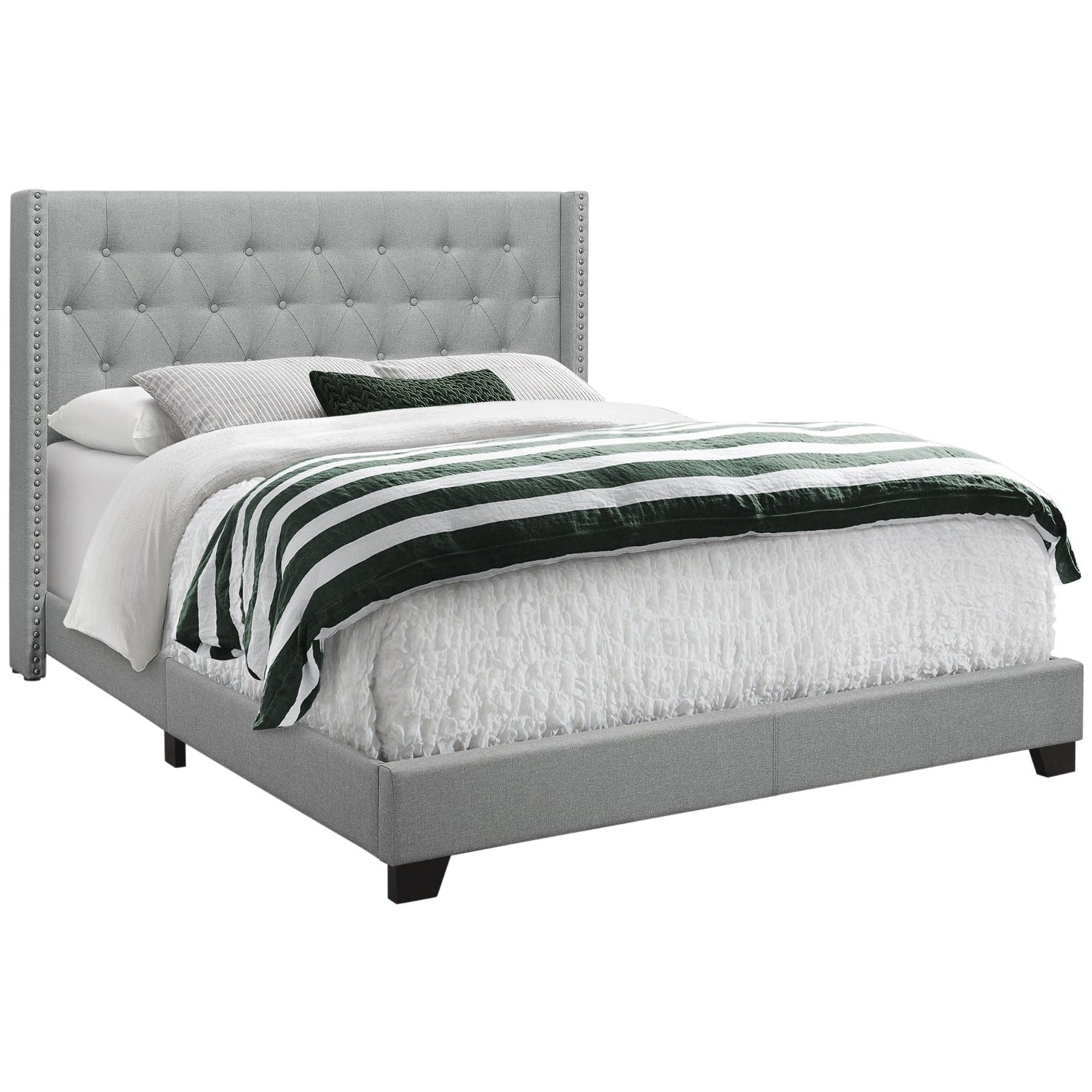 Elise - Queen Bed - Grey Fabric
