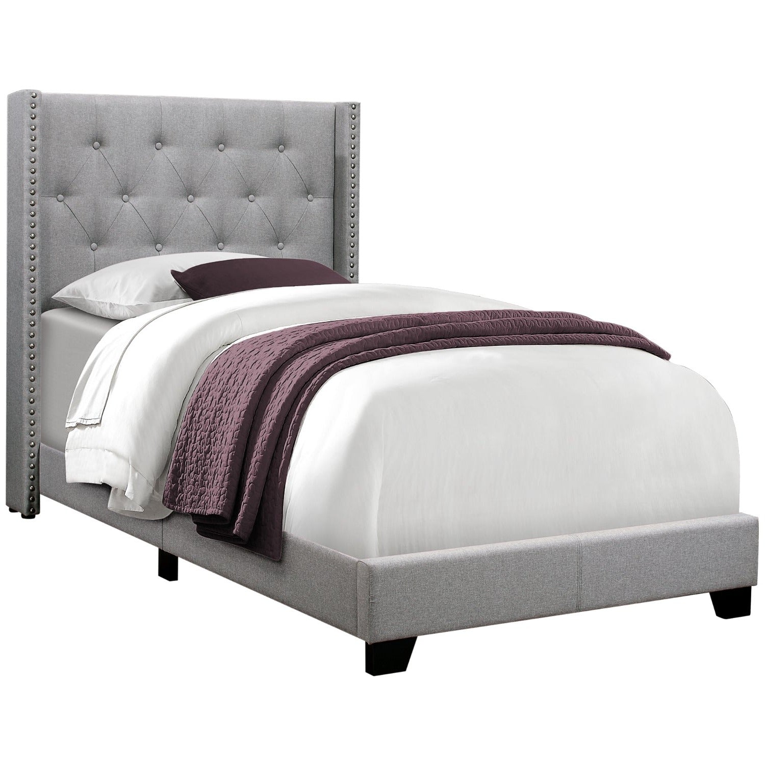 Elise - Twin Bed - Grey Fabric