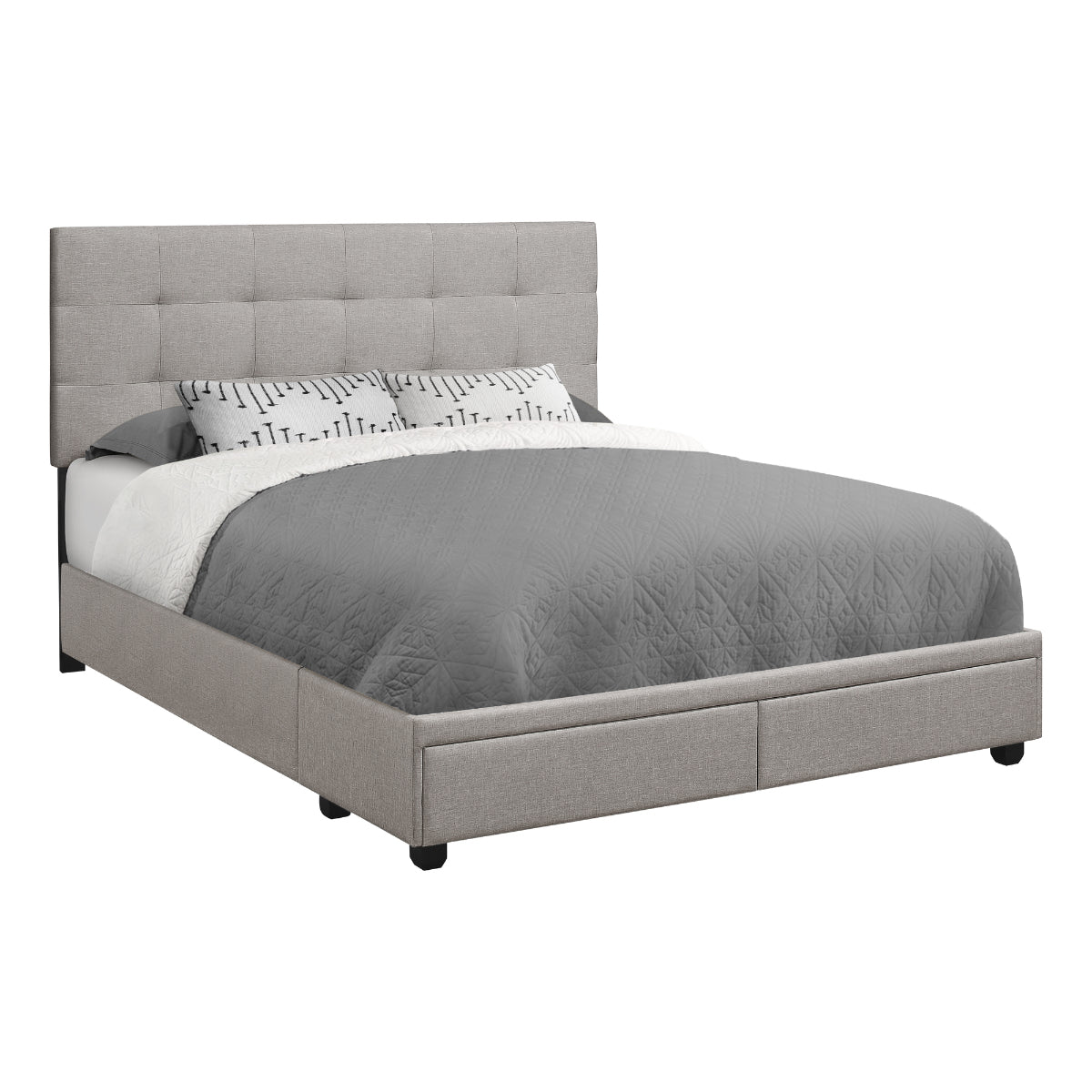 Pauline - Queen Bed - Grey Fabric