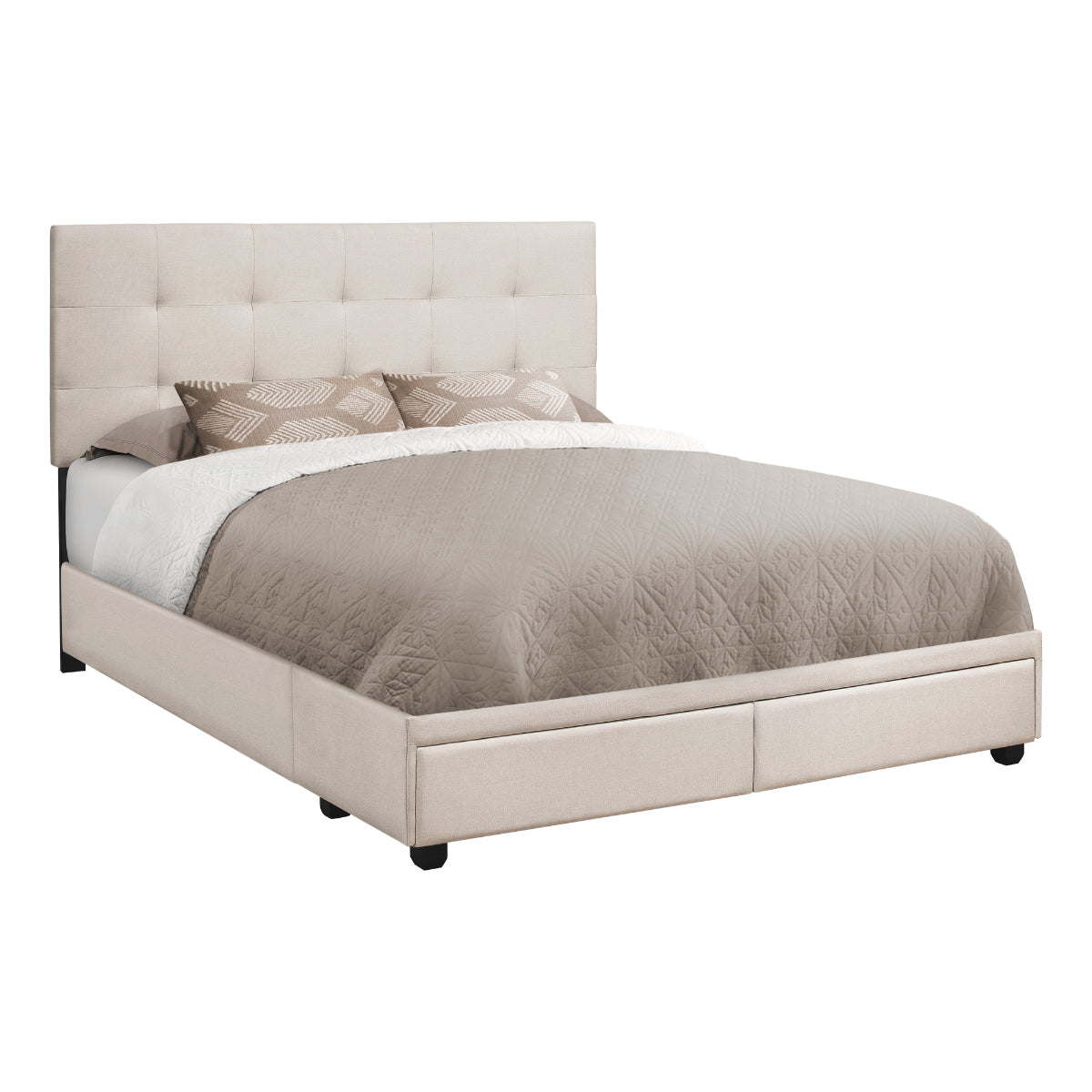 Pauline - Queen Bed - Beige Fabric