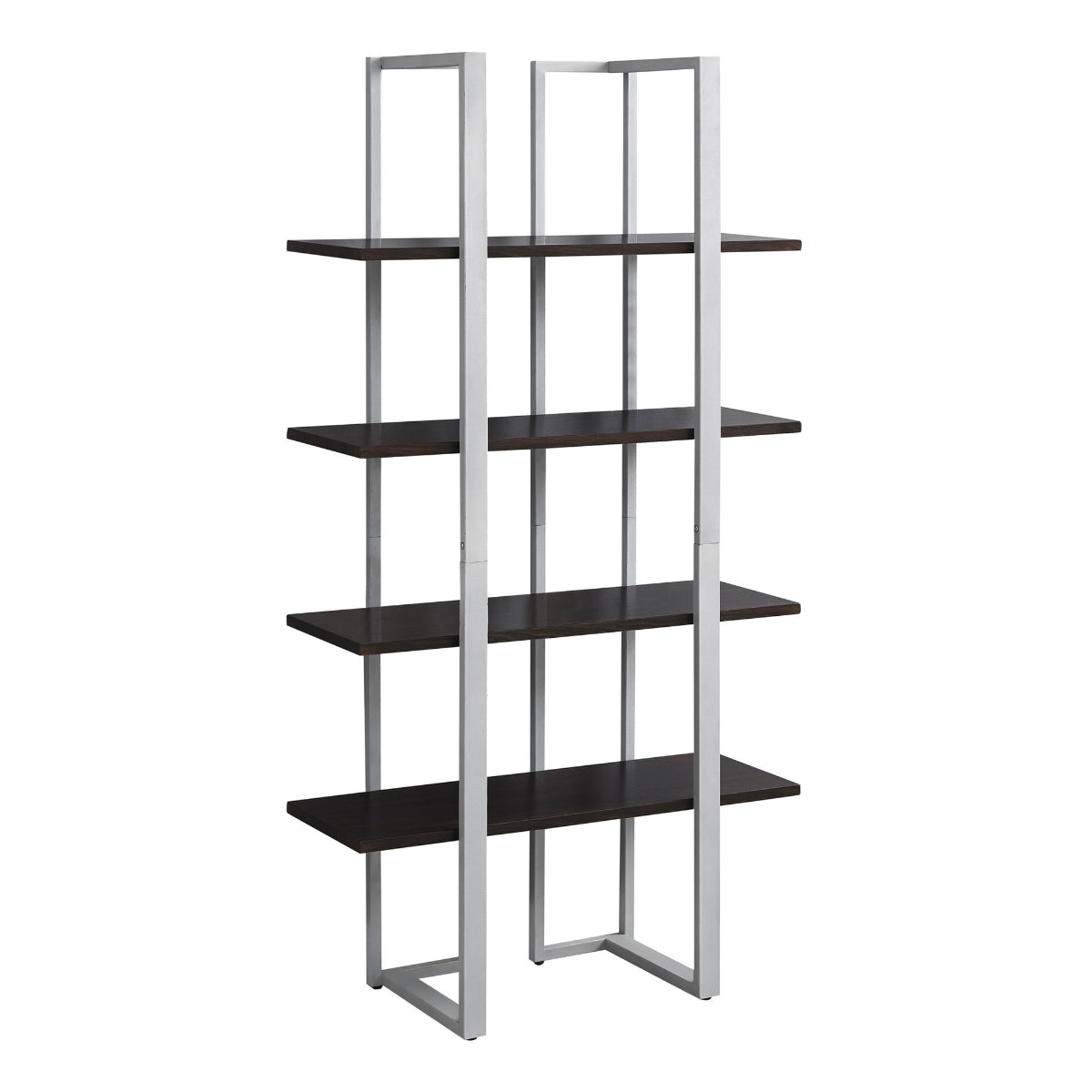 SHELF - 60"H / ESPRESSO / SILVER METAL