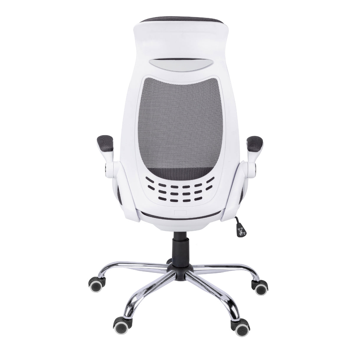 OFFICE CHAIR - WHITE/GREY MESH/ CHROME-HIGH BACK