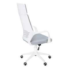 Chaise De Bureau - Blanc / Tissu Gris / Dossier Executif