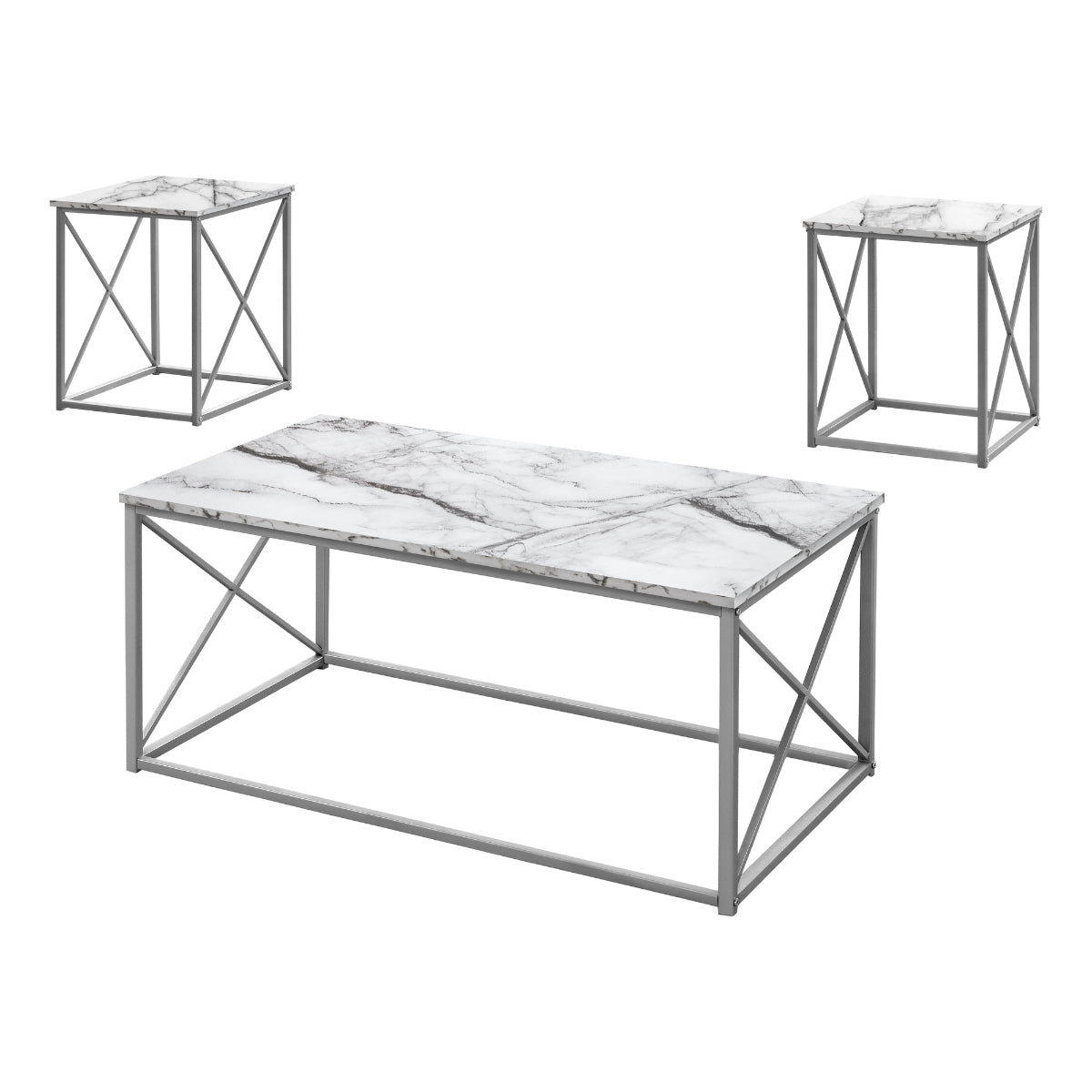 Leon - Coffee table set - White Marble finish