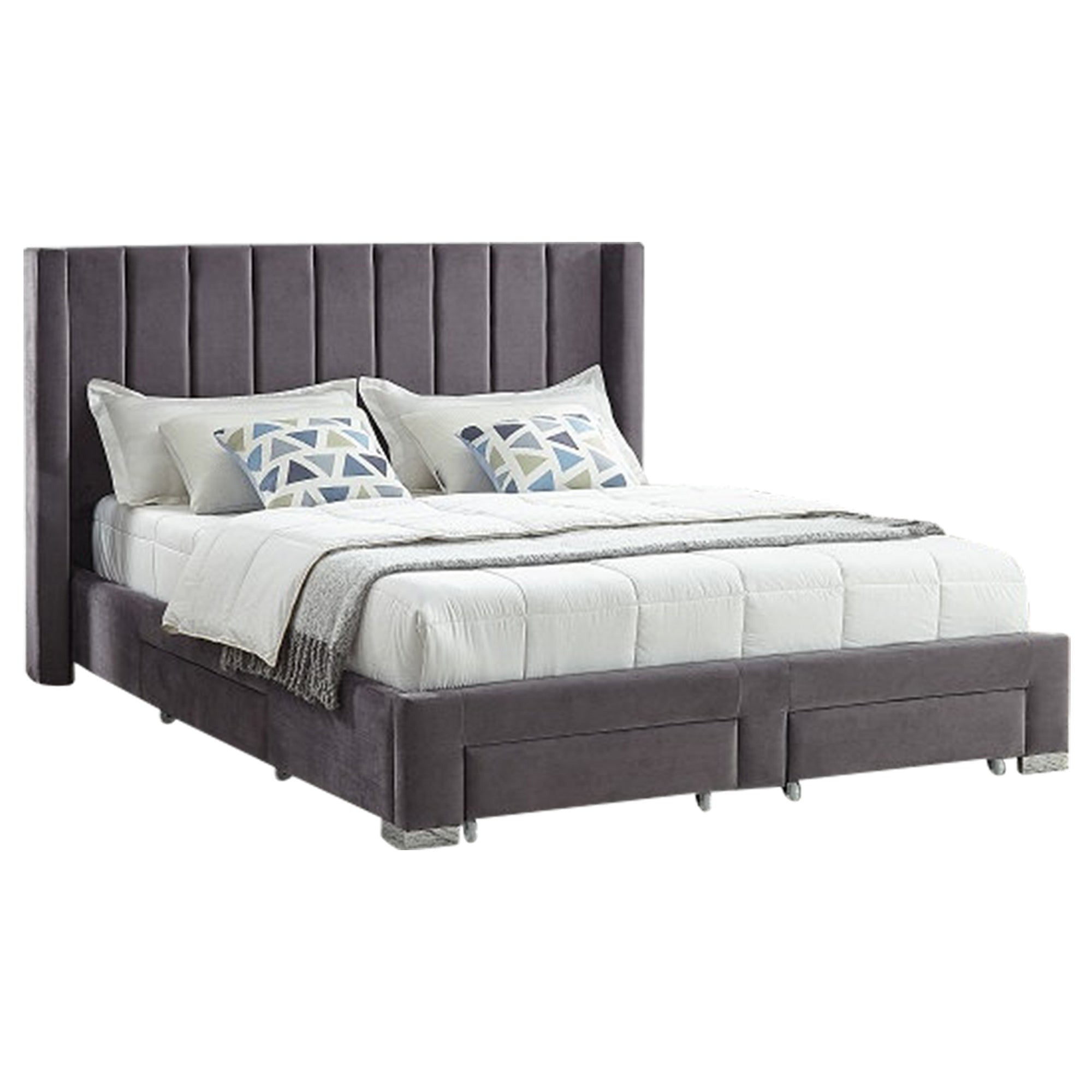 Pascal - Queen Bed - Gray Velvet