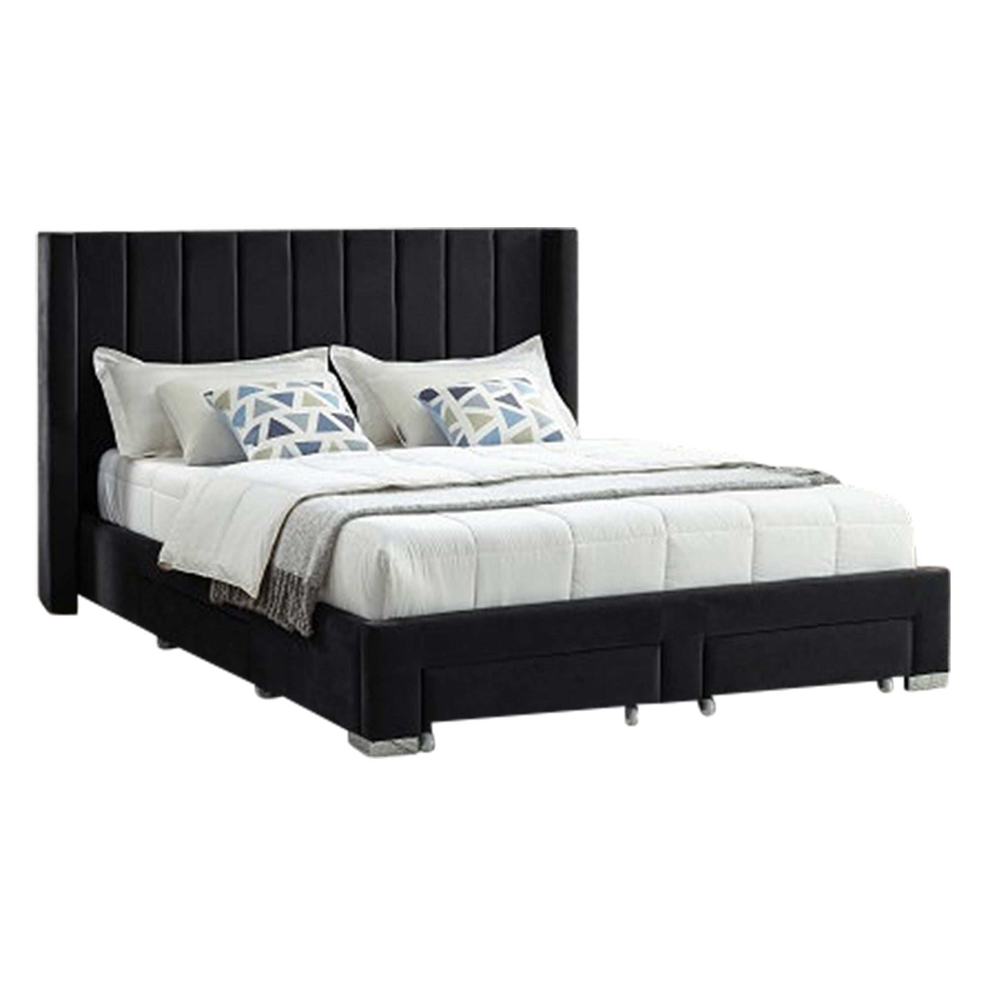 Pascal - Queen Bed - Black Velvet
