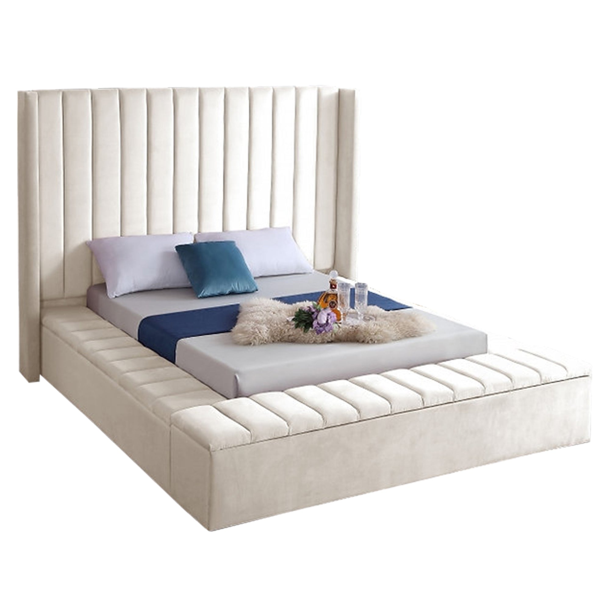 Solal - Queen Bed - Velour Creme