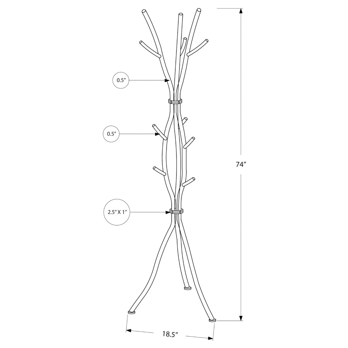 Estan - Coat rack - Hammered metal Silver