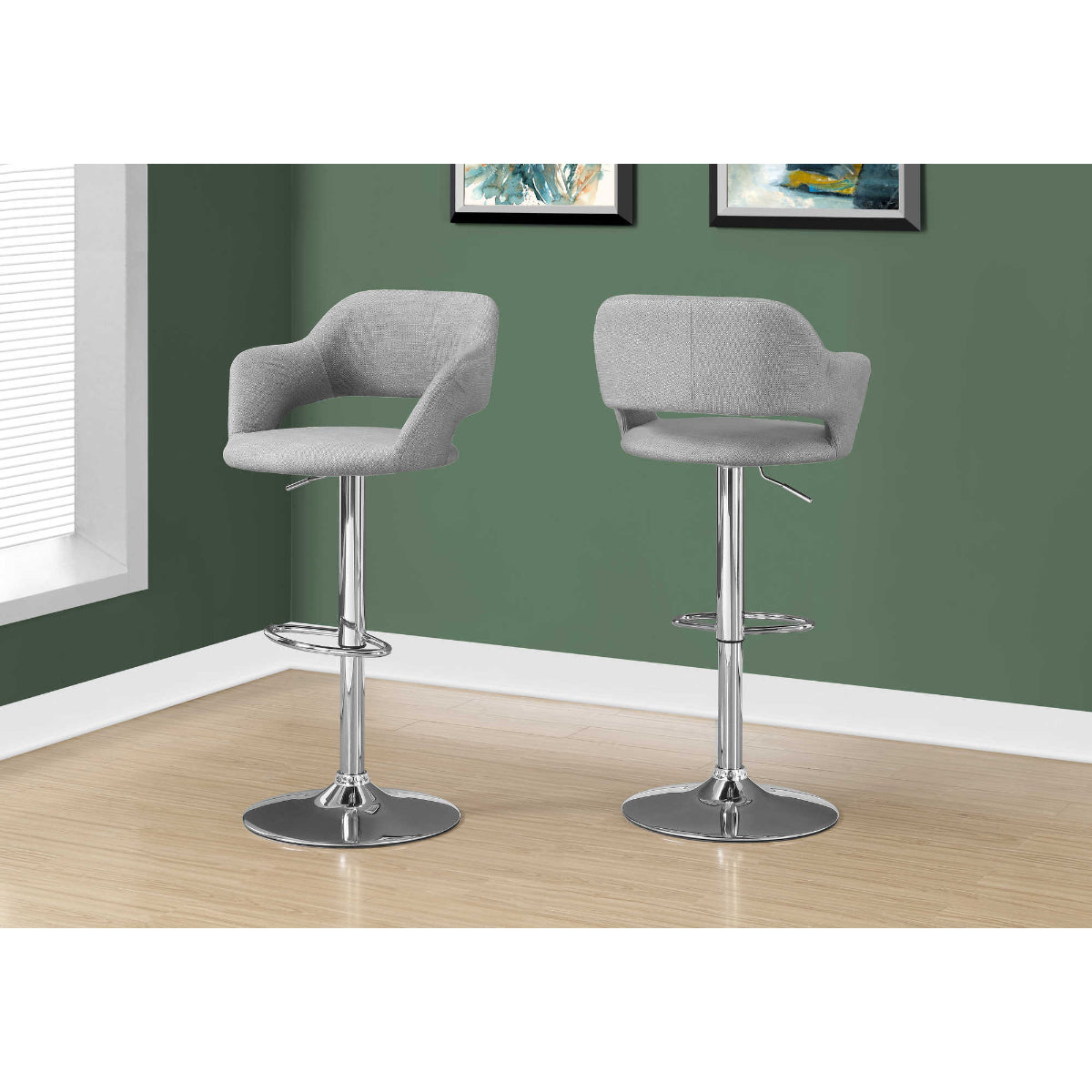 Kylian - Hydraulic Bar Chair - Grey Fabric